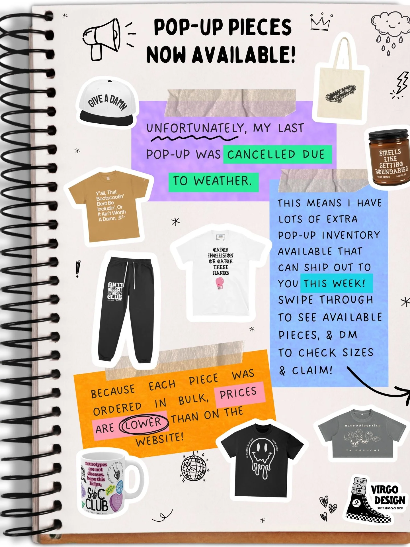 After my last pop-up was cancelled, I&rsquo;ve got lots of pieces that need new homes! Check &lsquo;em out, and if something speaks to you, DM me! 🫶🏼

#merch #advocate #inclusion #shop 

Alt. text on images