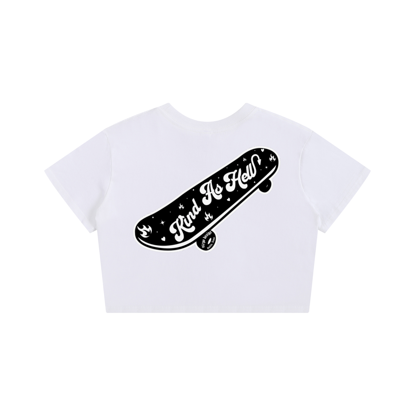 kind as hell black and white skateboard slightly cropped tee by virgo design