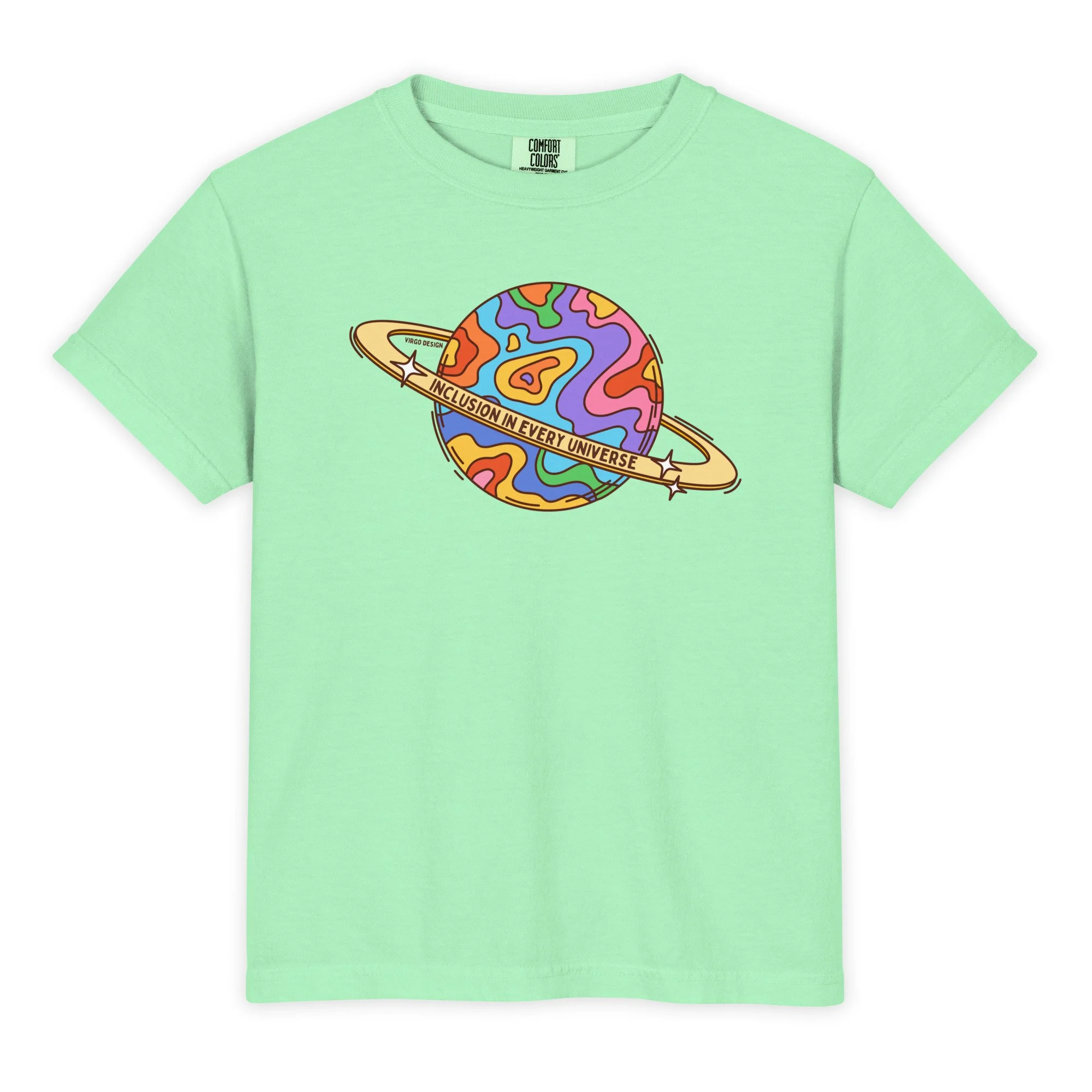 inclusion in every universe planetary youth tee by virgo design in lime