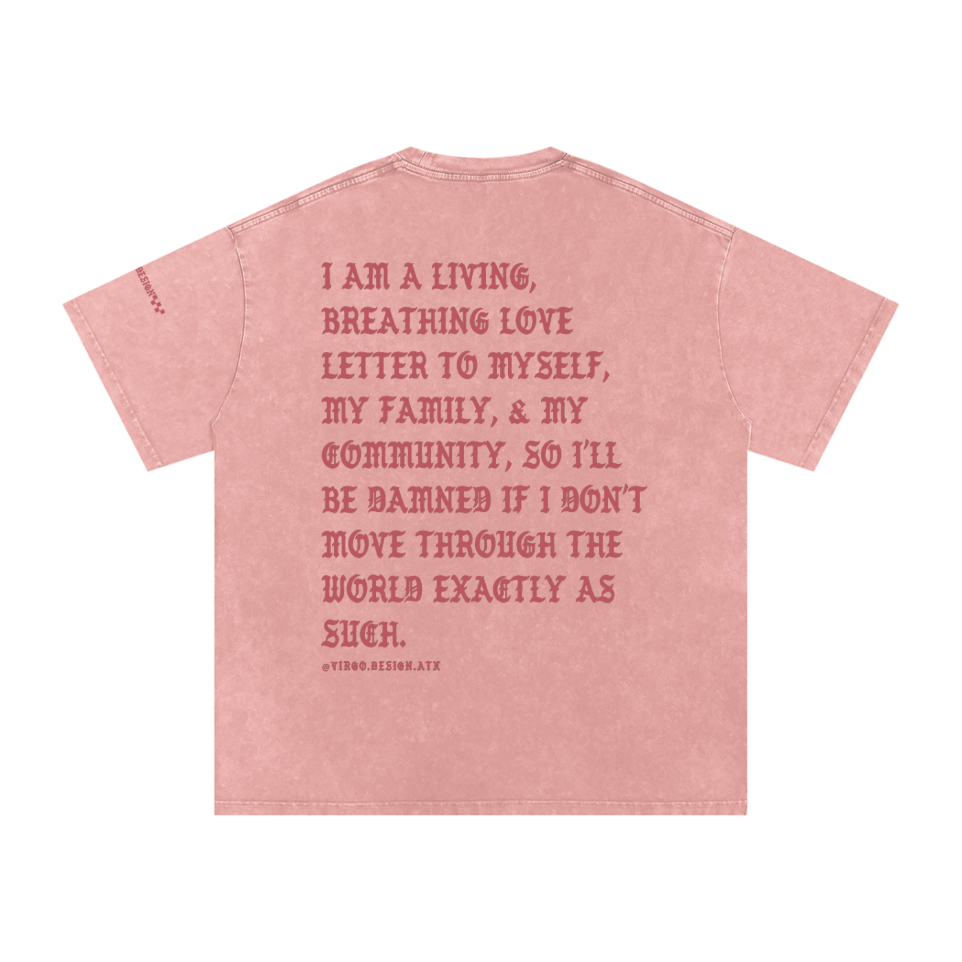 I am a love letter pink acid wash oversized tee by virgo design