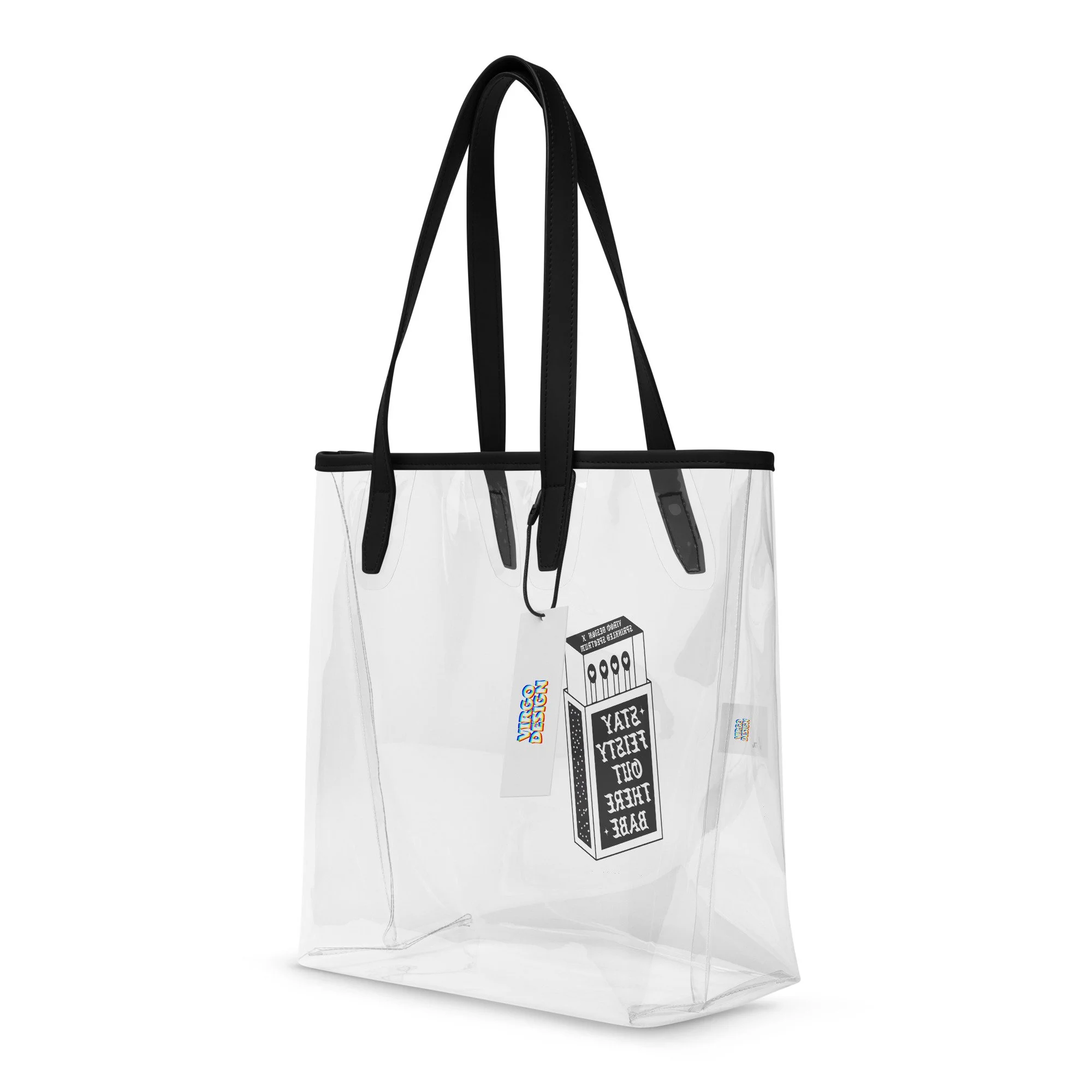 stay feisty clear tote bag by virgo design (sprinkled spectrum collab)
