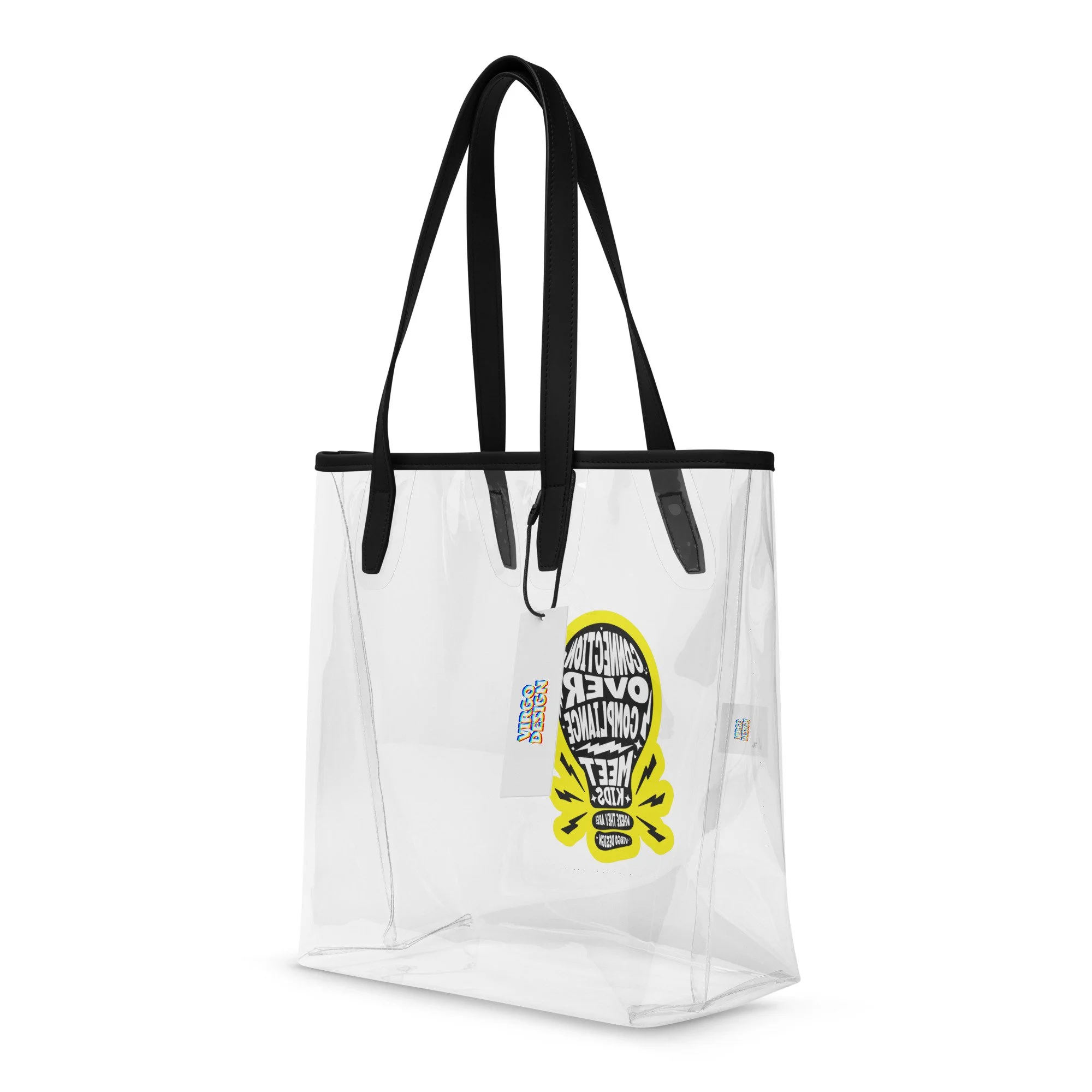 connection over compliance clear tote bag by virgo design