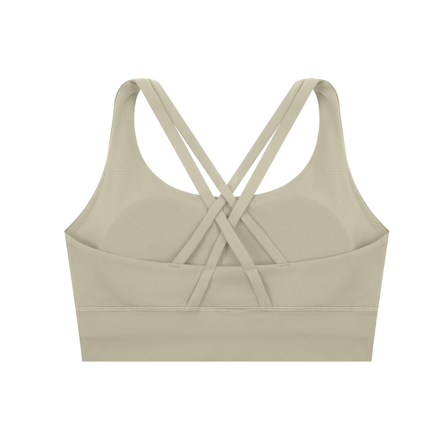 loud mouth advocate strappy criss-cross sports bra in neutral and white by Virgo Design