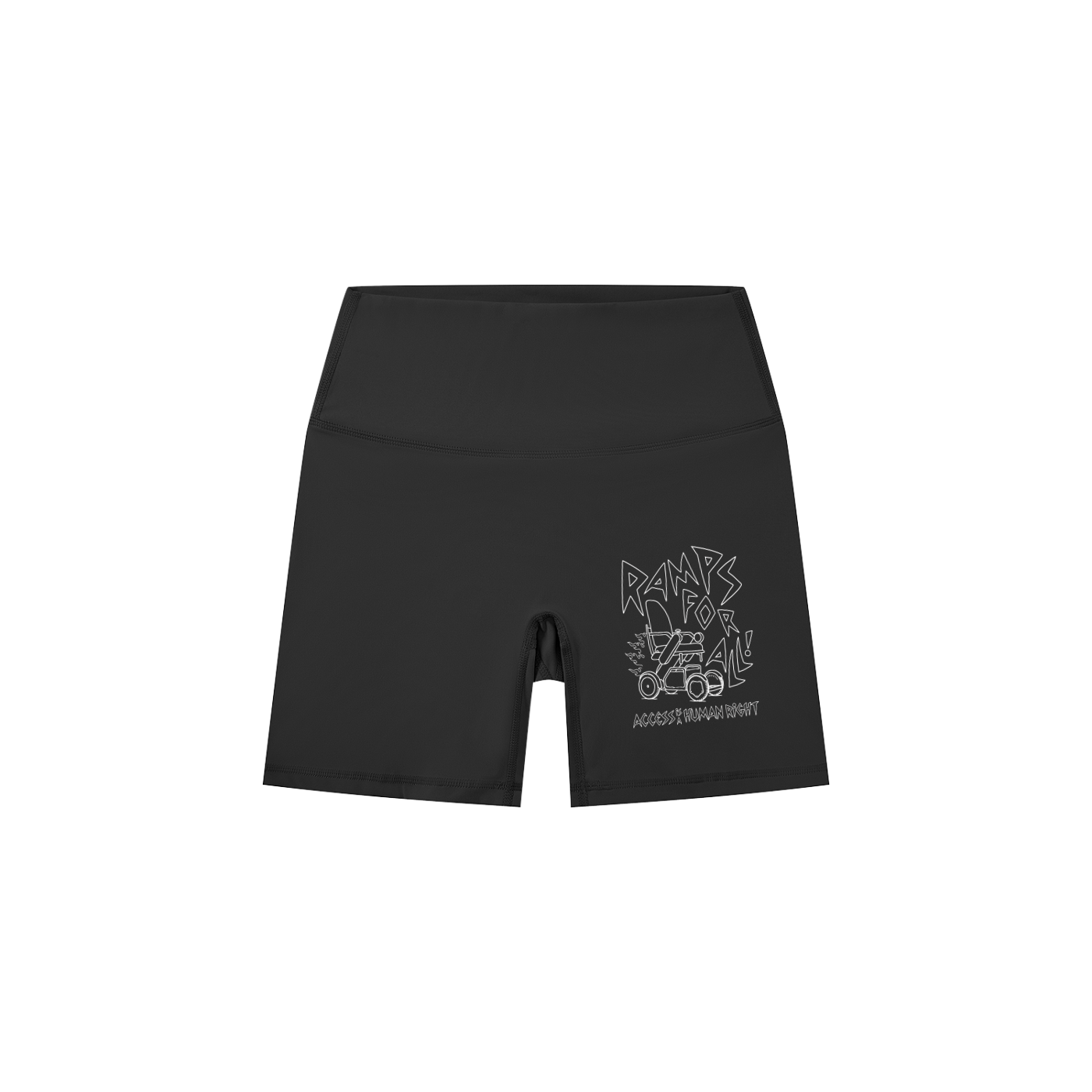 ramps for all access is a human right high waisted biker shorts in black and white by Virgo Design
