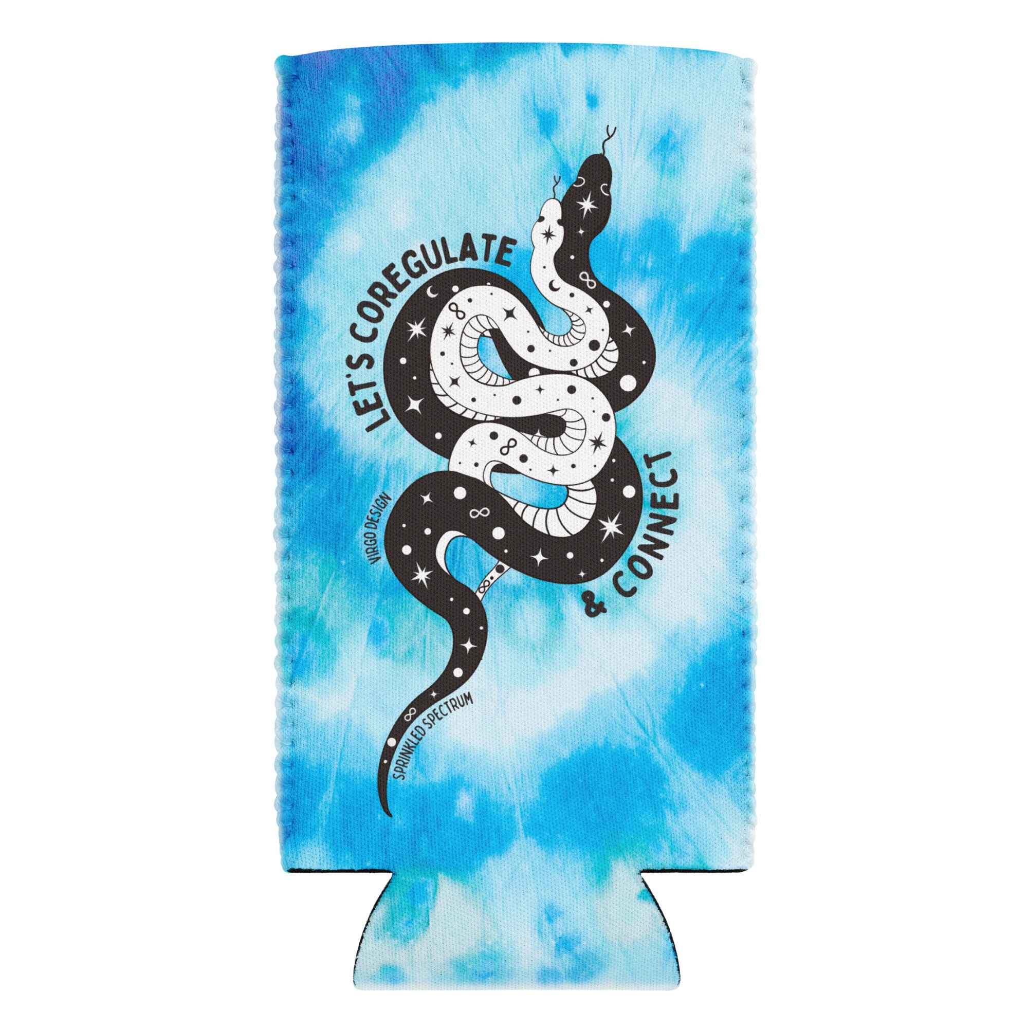 lets coregulate and connect snake sprinkled spectrum collab tie dye can cooler by virgo design