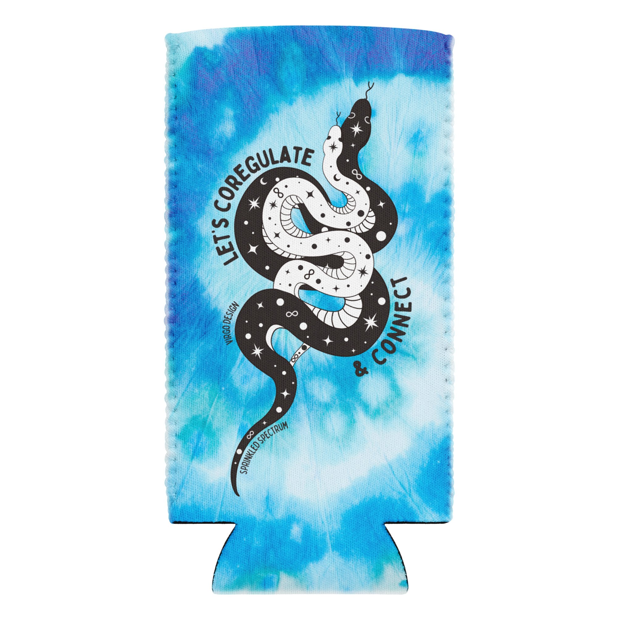 lets coregulate and connect snake sprinkled spectrum collab tie dye can cooler by virgo design