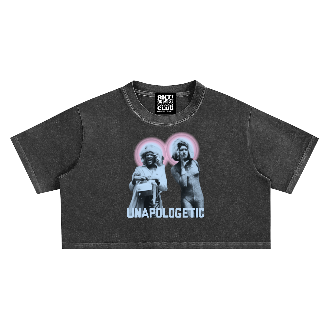 unapologetic Marsha and Sylvia pride super crop top by virgo design