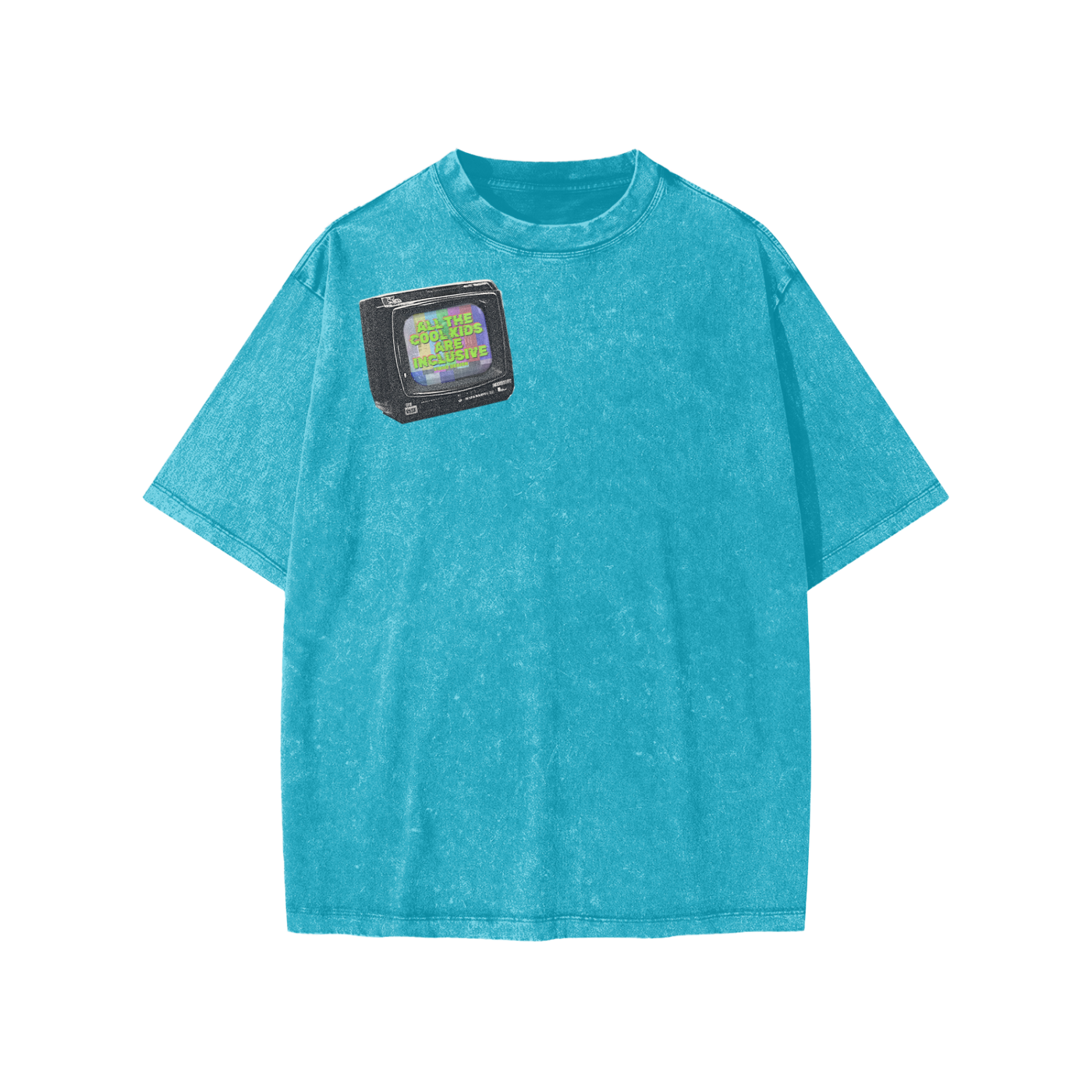 all the cool kids are inclusive vintage tv youth tee in snow-washed blue by virgo design
