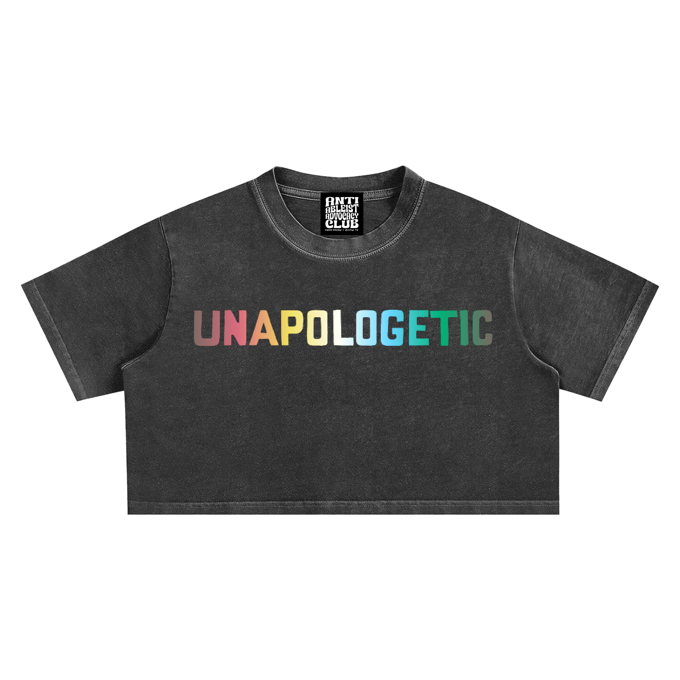 unapologetic disability pride super crop top by virgo design in black