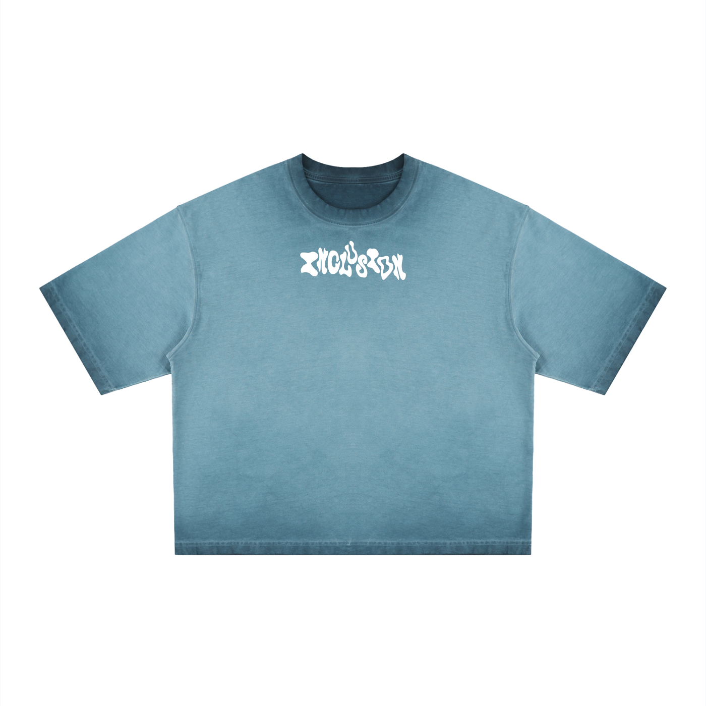 inclusion reverse dyed genderless boxy tee in blue by virgo design
