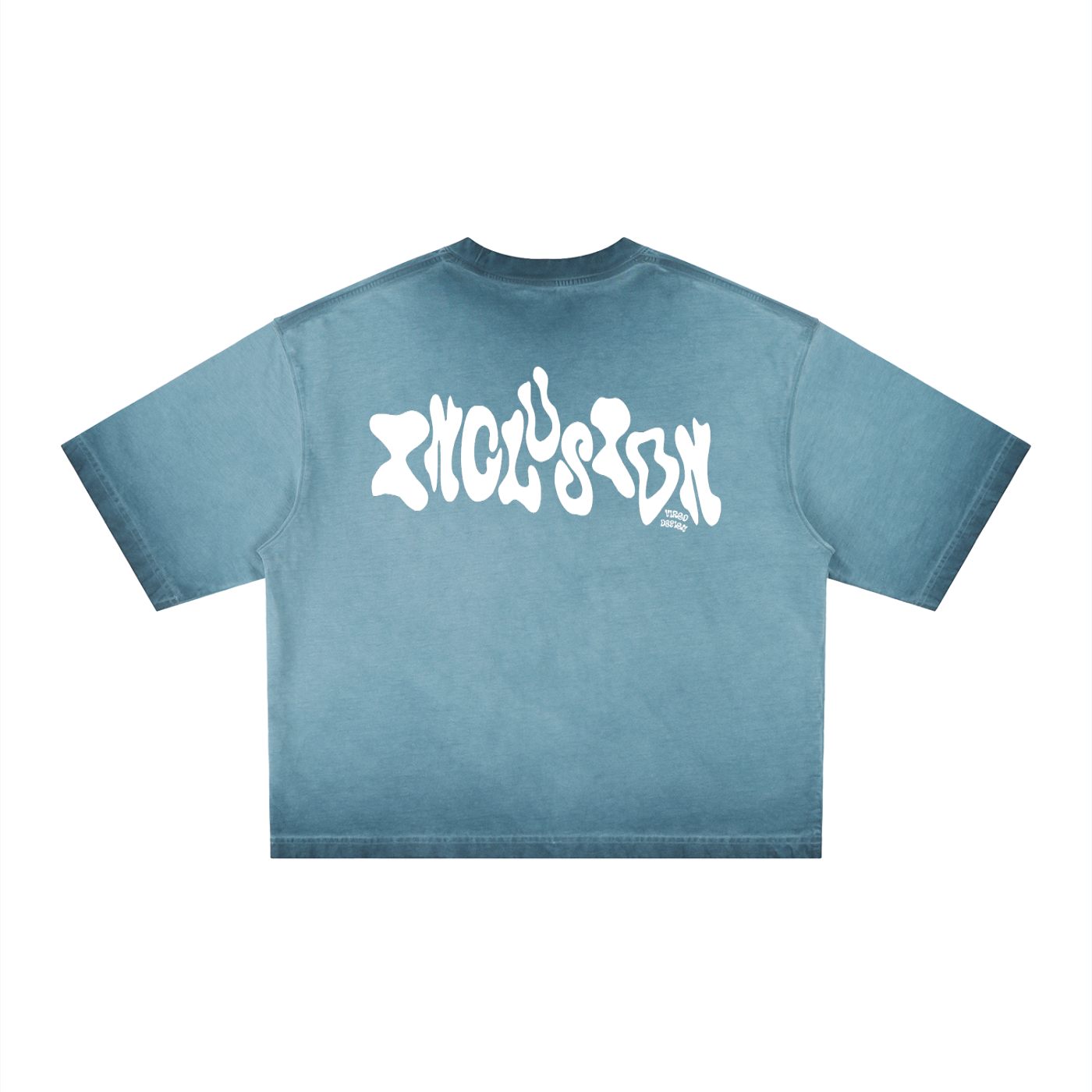 inclusion reverse dyed genderless boxy tee in blue by virgo design