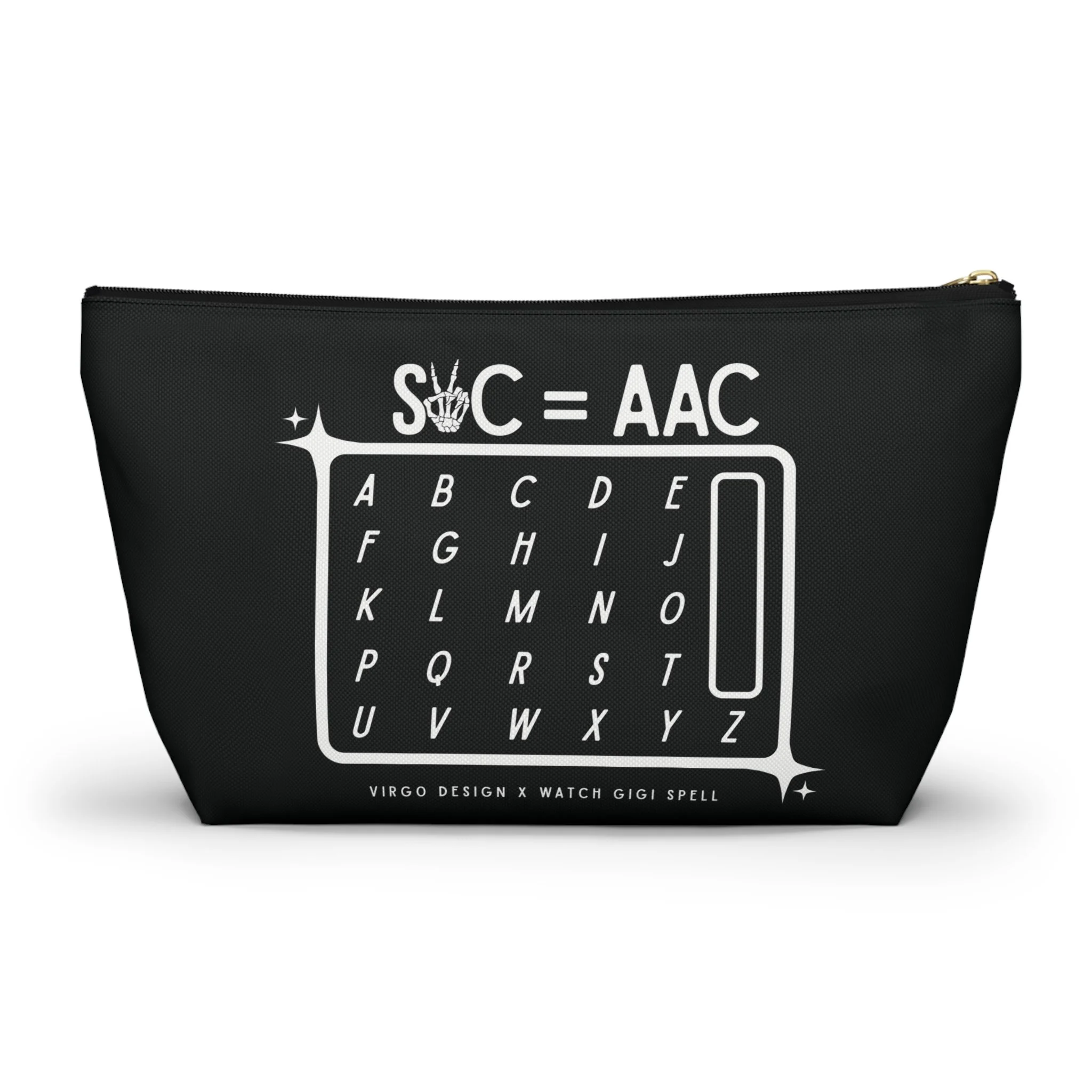 s2c club zipper pouch by Virgo Design features a letter board & celebrates spellers