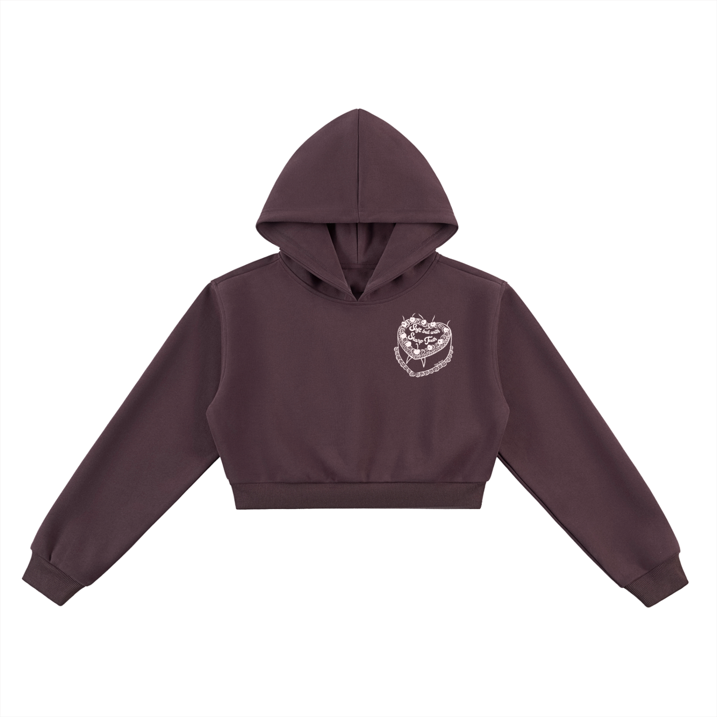 soft, but with sharp teeth cropped hoodie by Virgo Design