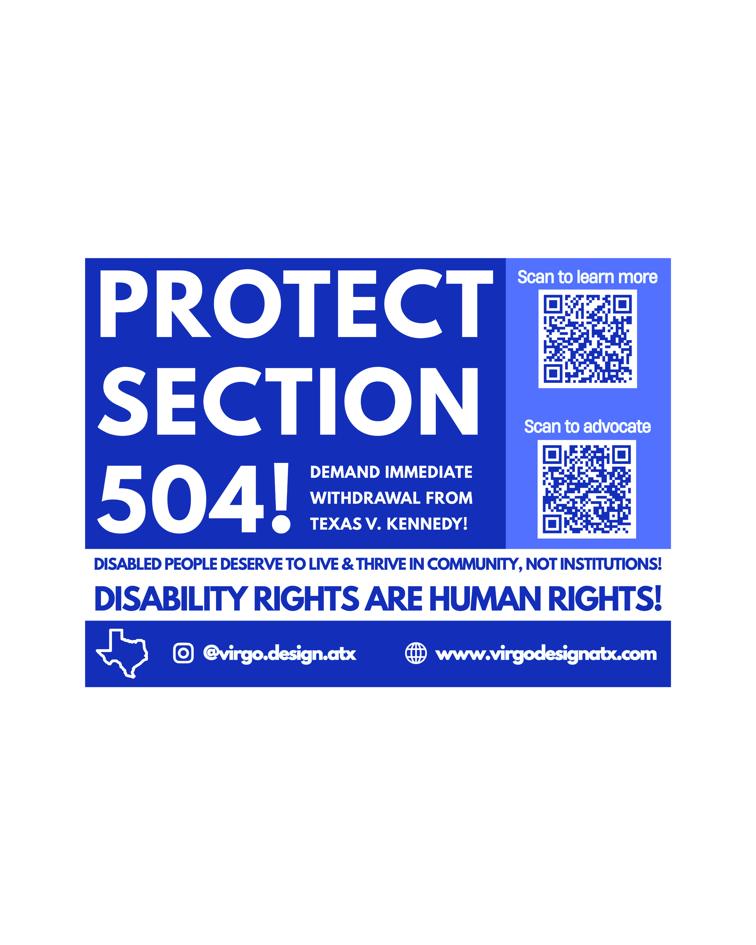 Protect Section 504 from Texas v. Kennedy yard sign by Virgo Design