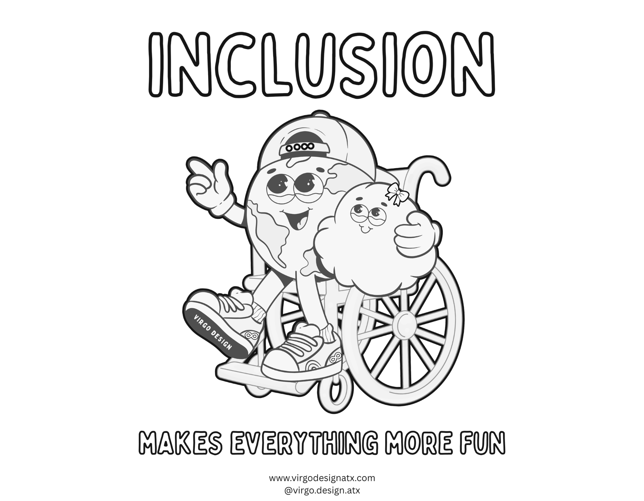 rad inclusive coloring and activity pages by Virgo Design