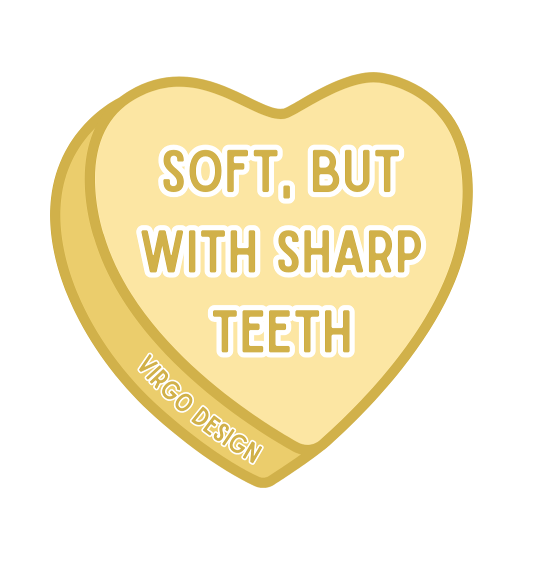 soft, but with sharp teeth yellow candy heart waterproof vinyl sticker