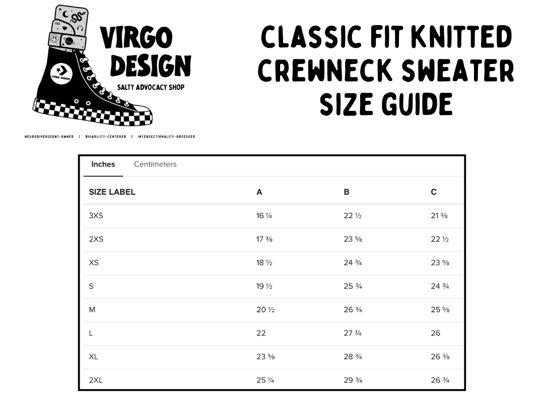 still salty knit sweater by virgo design size guide