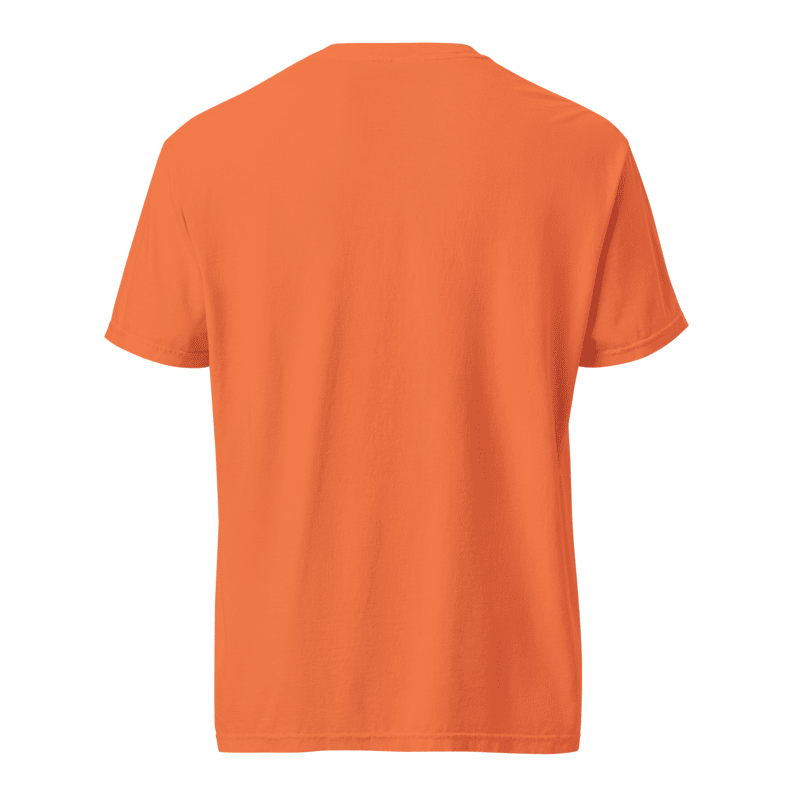 back view of orange Virgo Design shirt