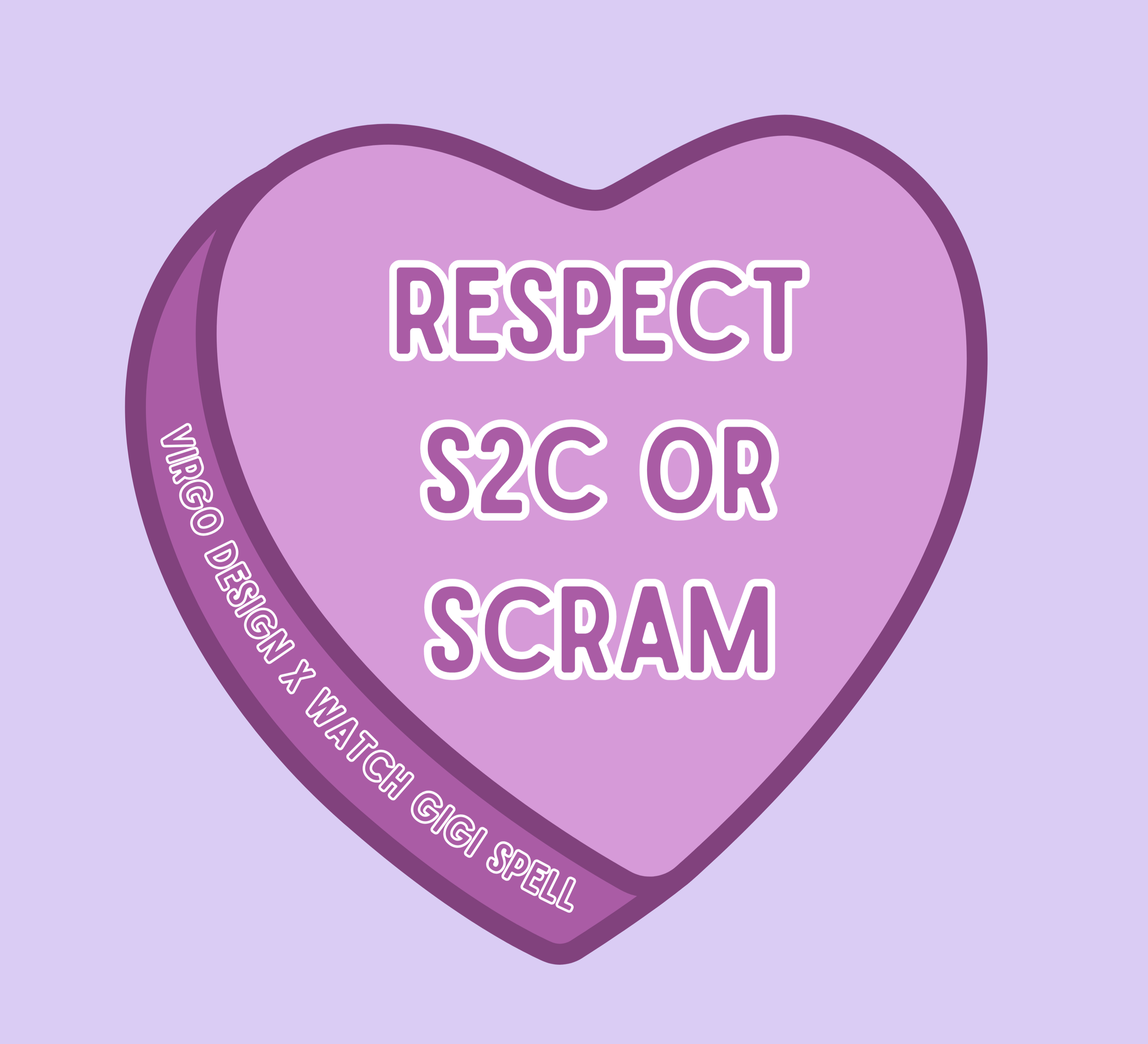 virgo design + watch gigi spell collab purple candy heart respect s2c or scram purple candy heart