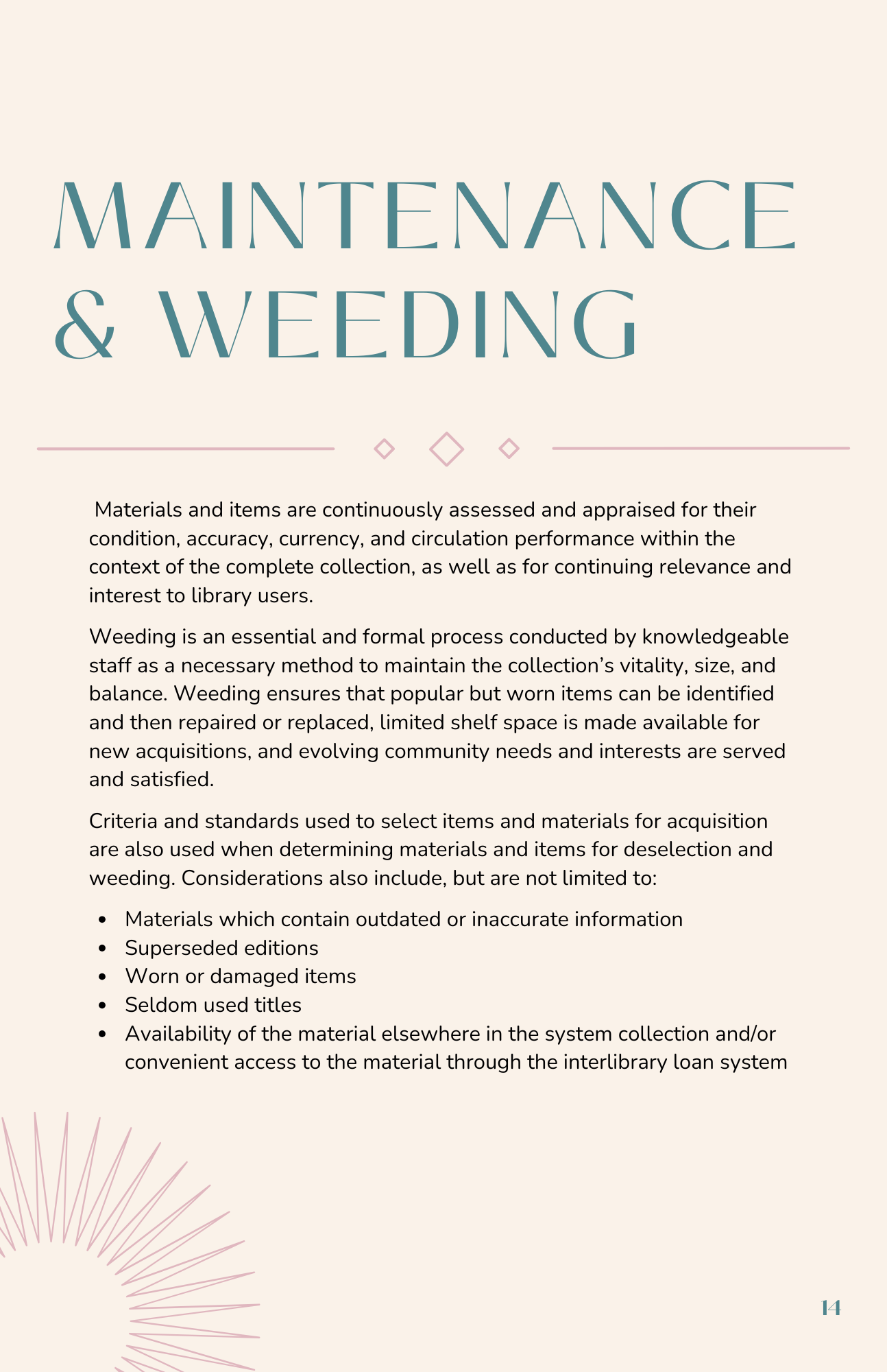 Maintenance and Weeding