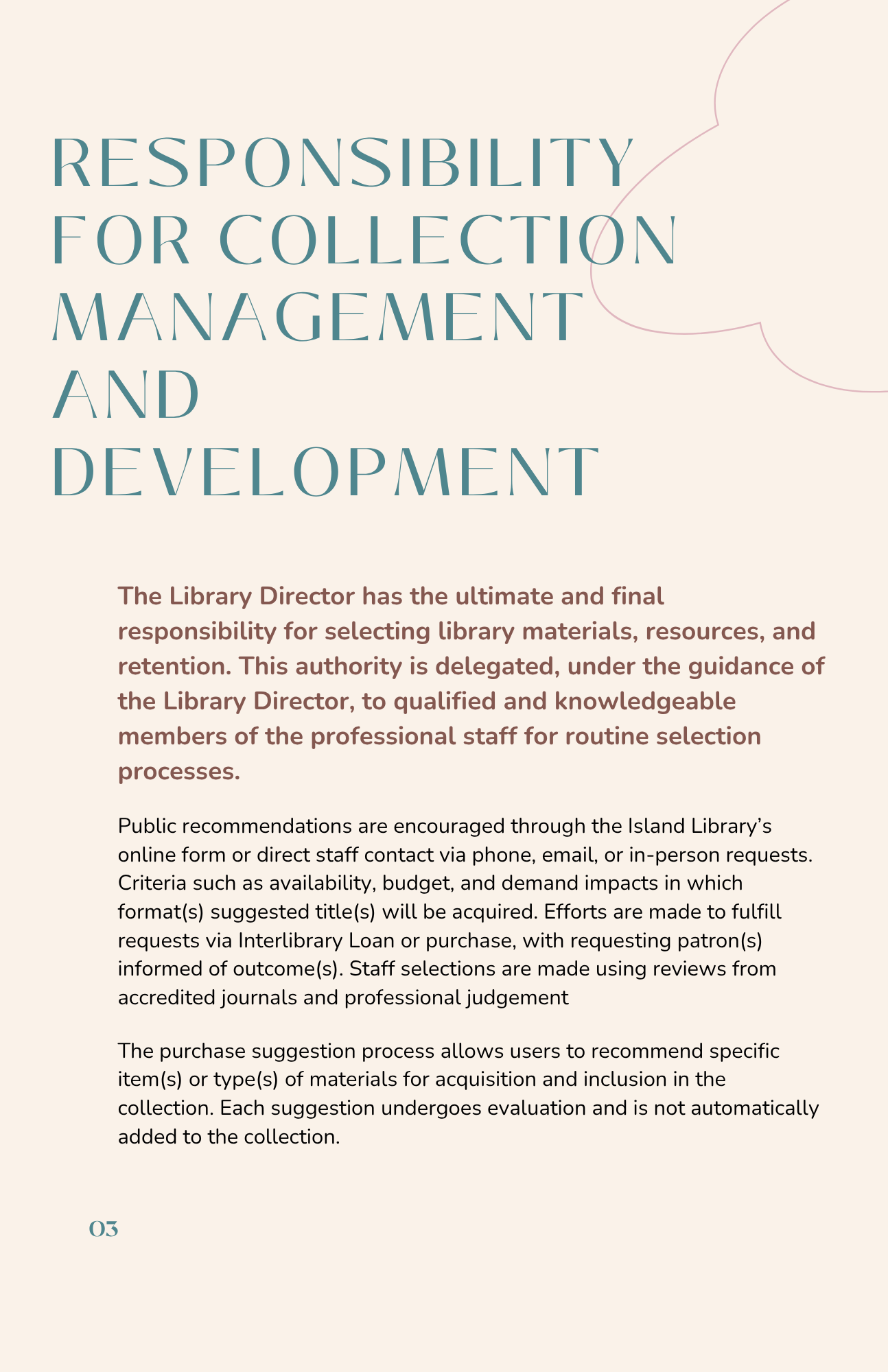 Responsibility for Collection Management and Development
