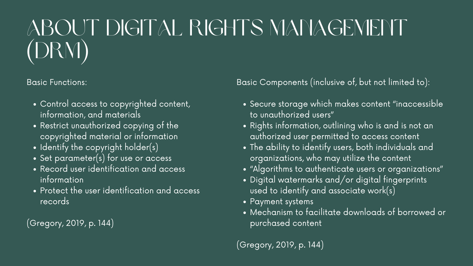 About Digital Rights Management (DRM) Continued