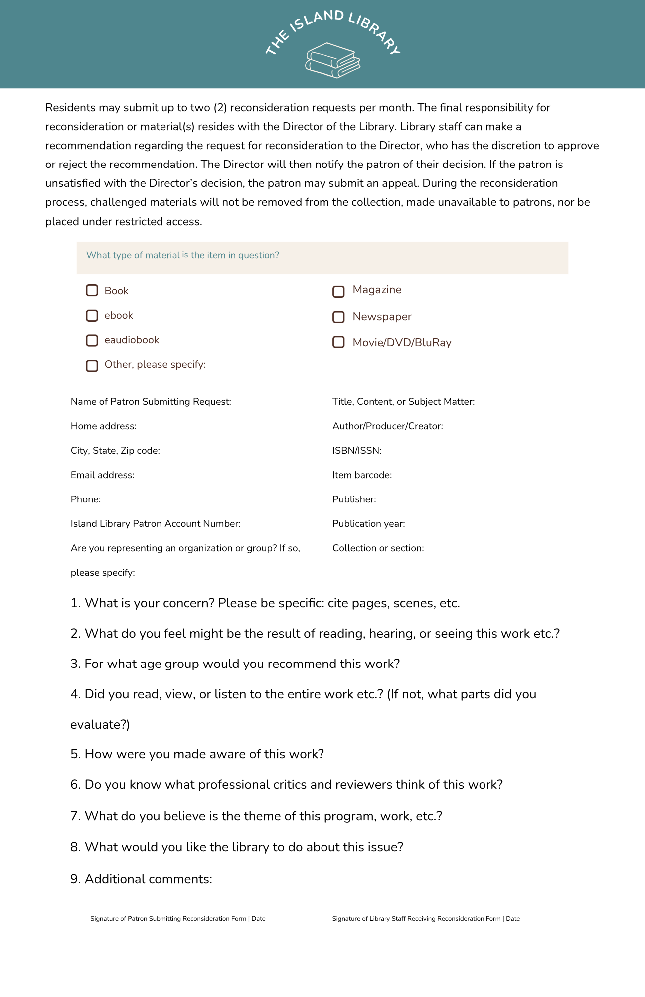 Reconsideration Form 