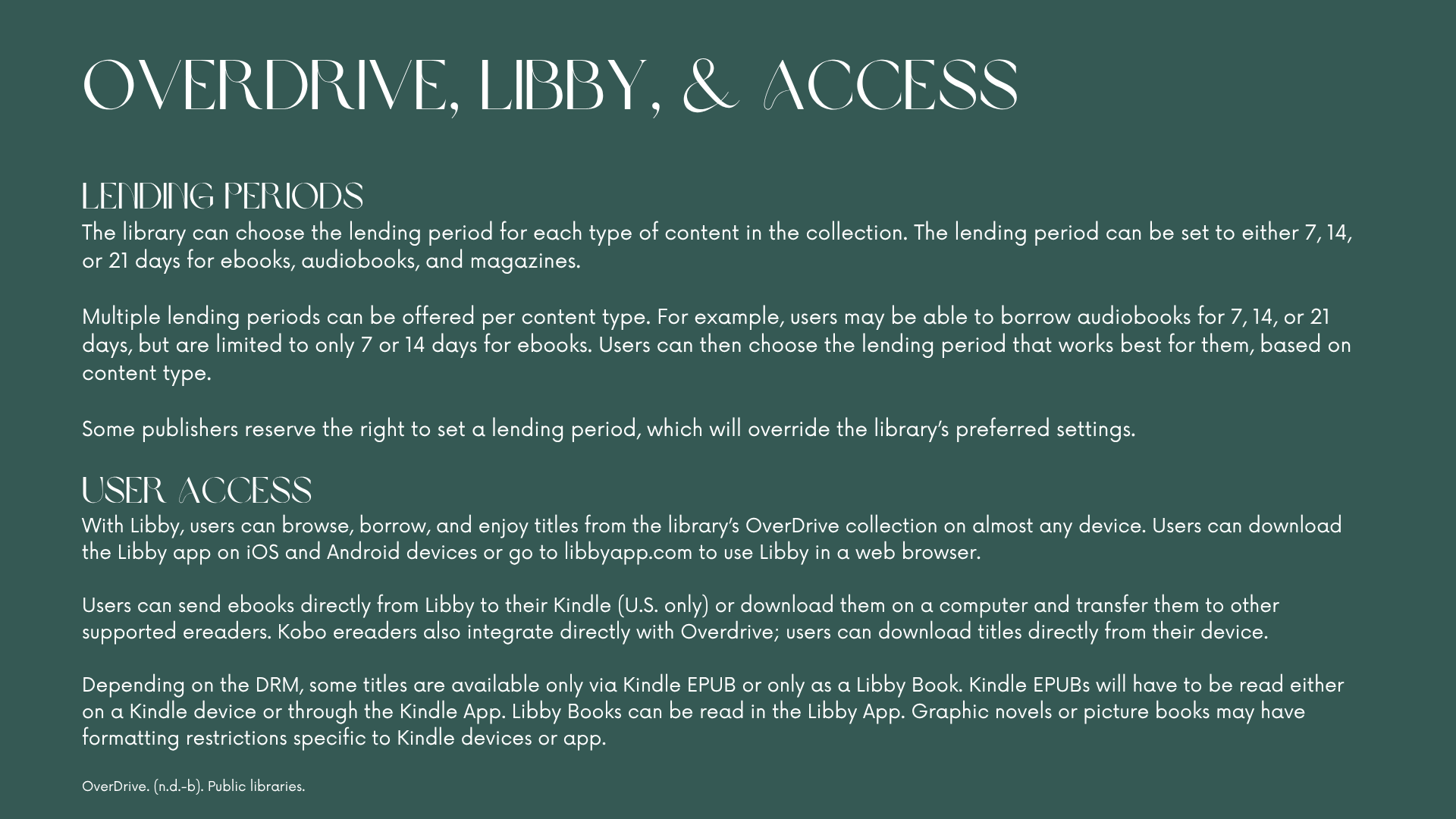 Overdrive, Libby, and Access