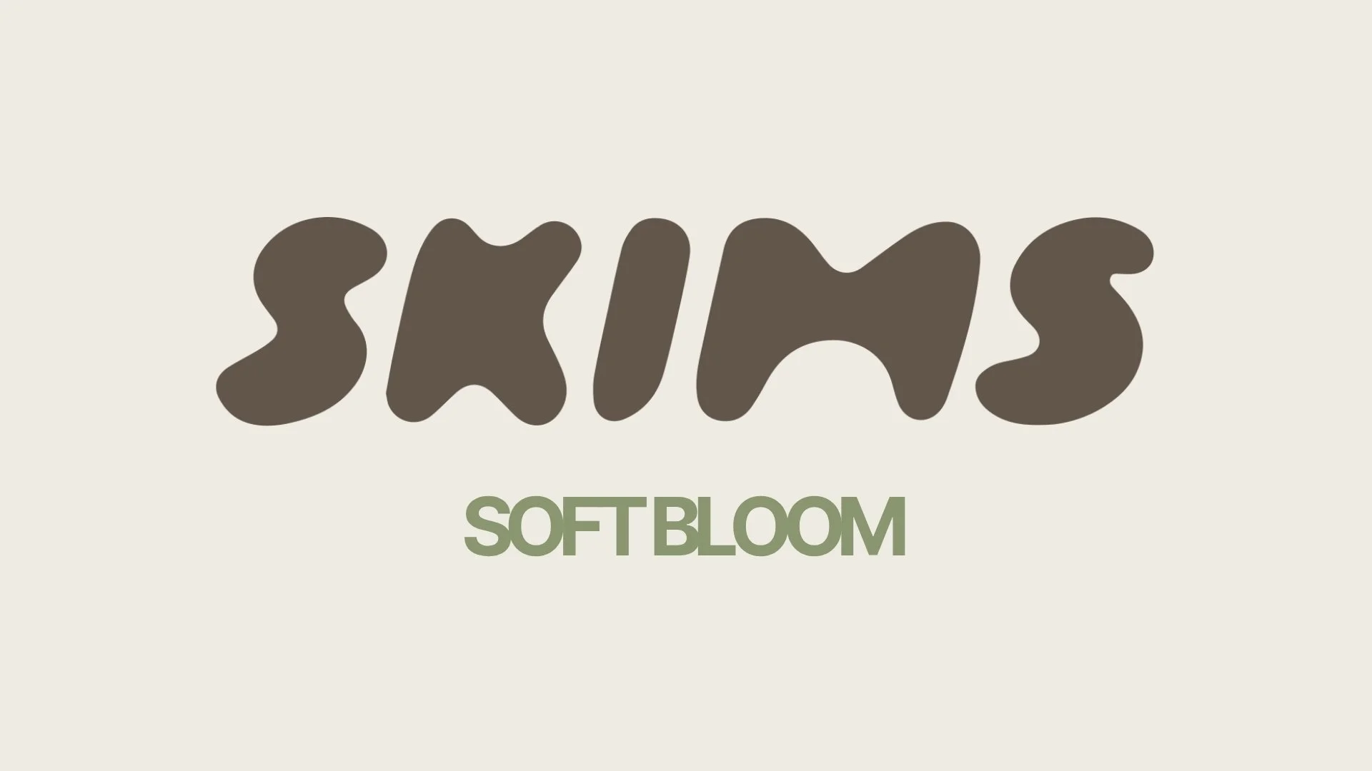 Logo with stylized text 'SKIMS' and smaller text 'SOFT BLOOM' beneath, set against a light background.