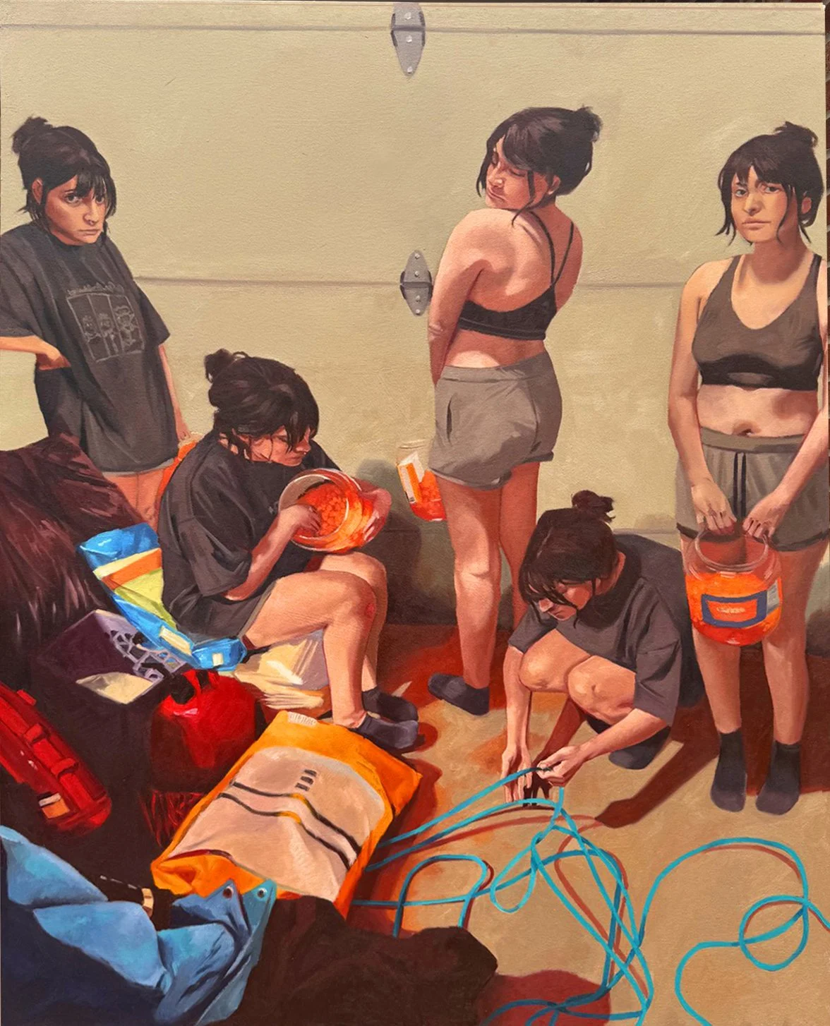 No Witnesses, Only Snacks    |

Oil on Canvas    |

46’’ x 36’’    |

2025