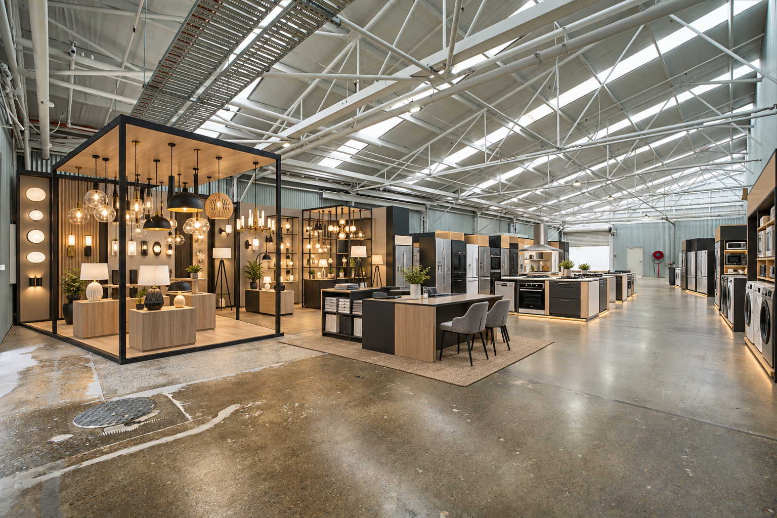 Lighting and appliance stores.