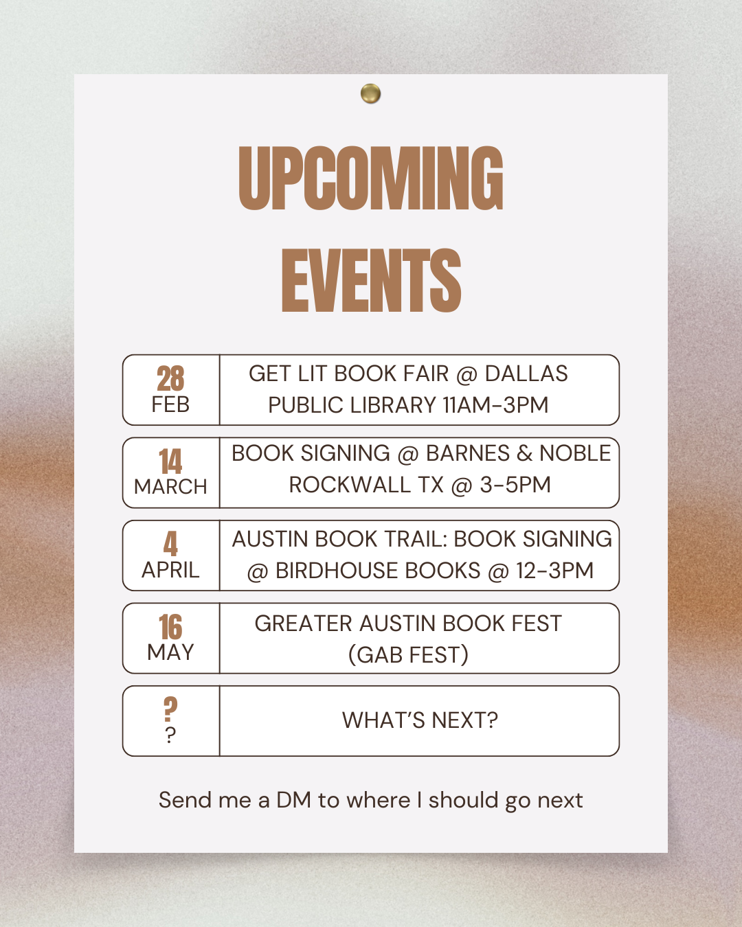 Upcoming Events!