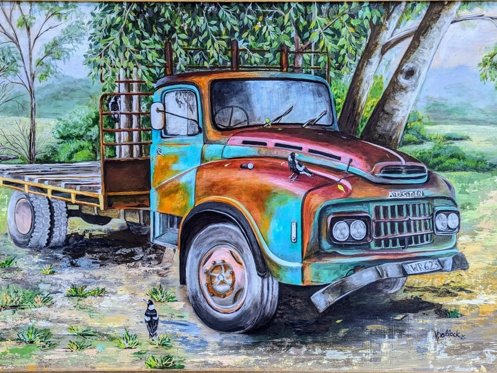 Luminance People's Choice Winner: Veronica Pollock, Tell Us Another Story, acrylic over charcoal on wood, 68 x 96cm.
