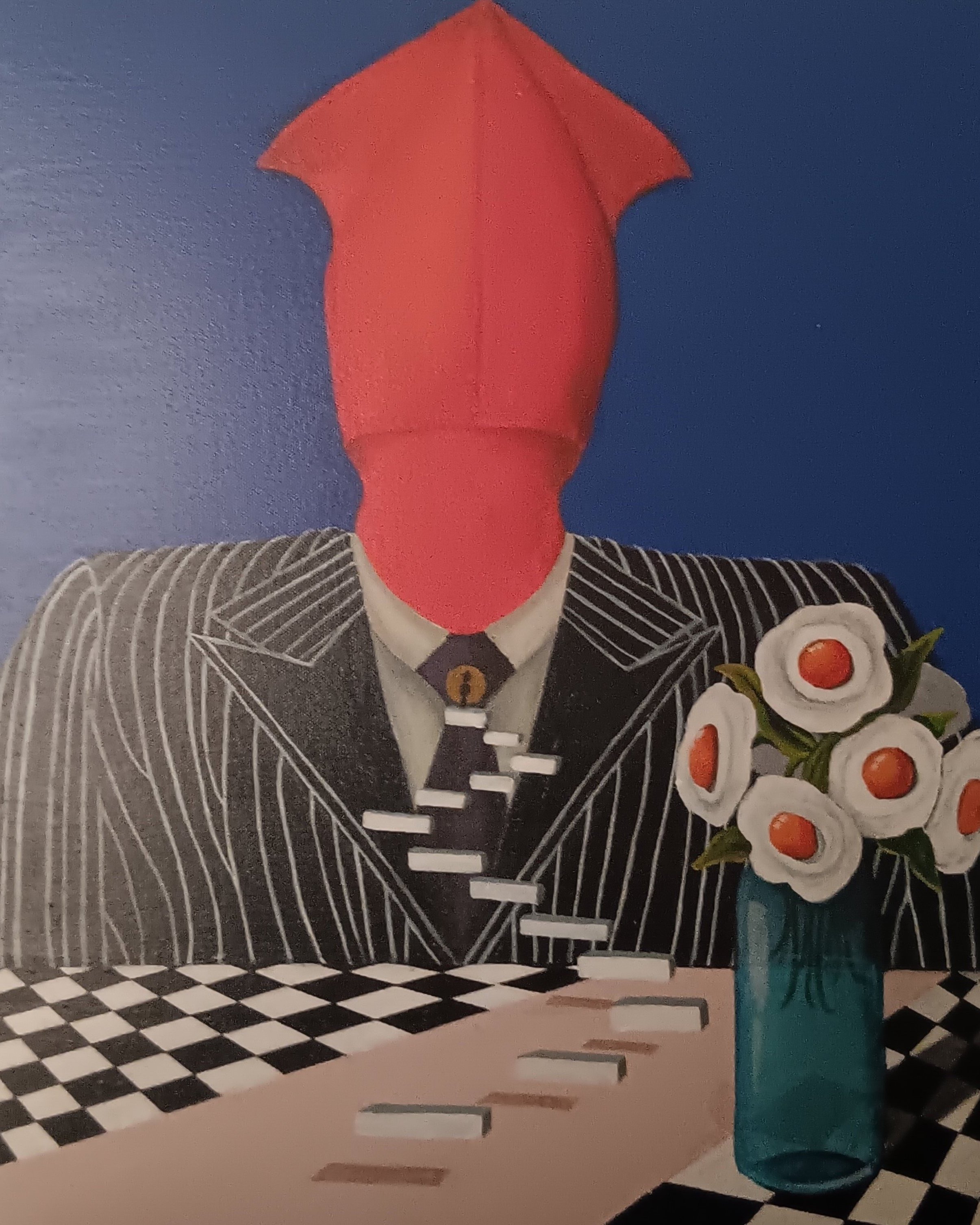 Sophie Pynaert, The Business Deal, acrylic on canvas, 50 x 40cm. $250