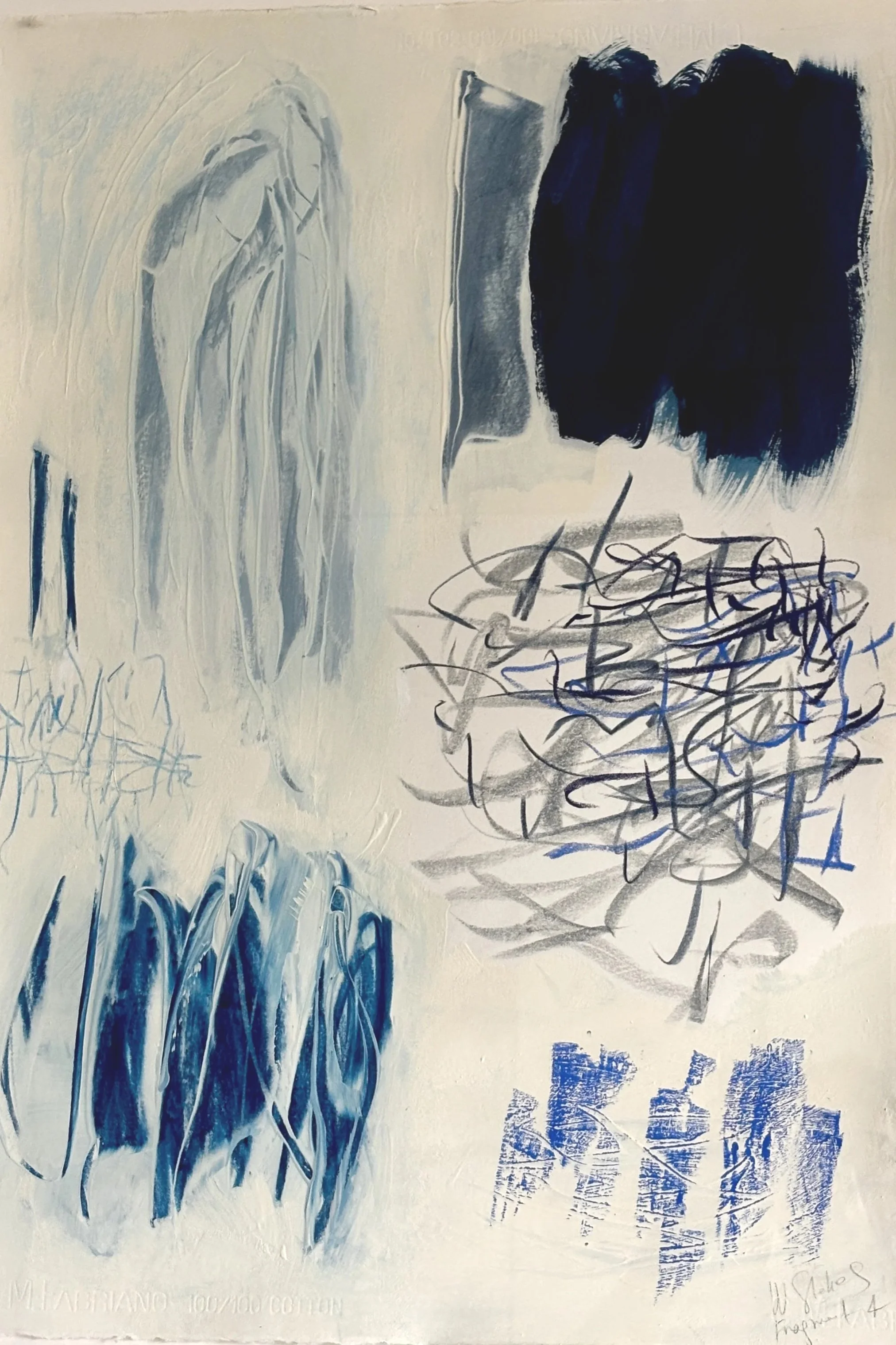 Wendy Stokes, Fragment 4, acrylic, pastel and pencil on Fabriano paper. Framed. $2500