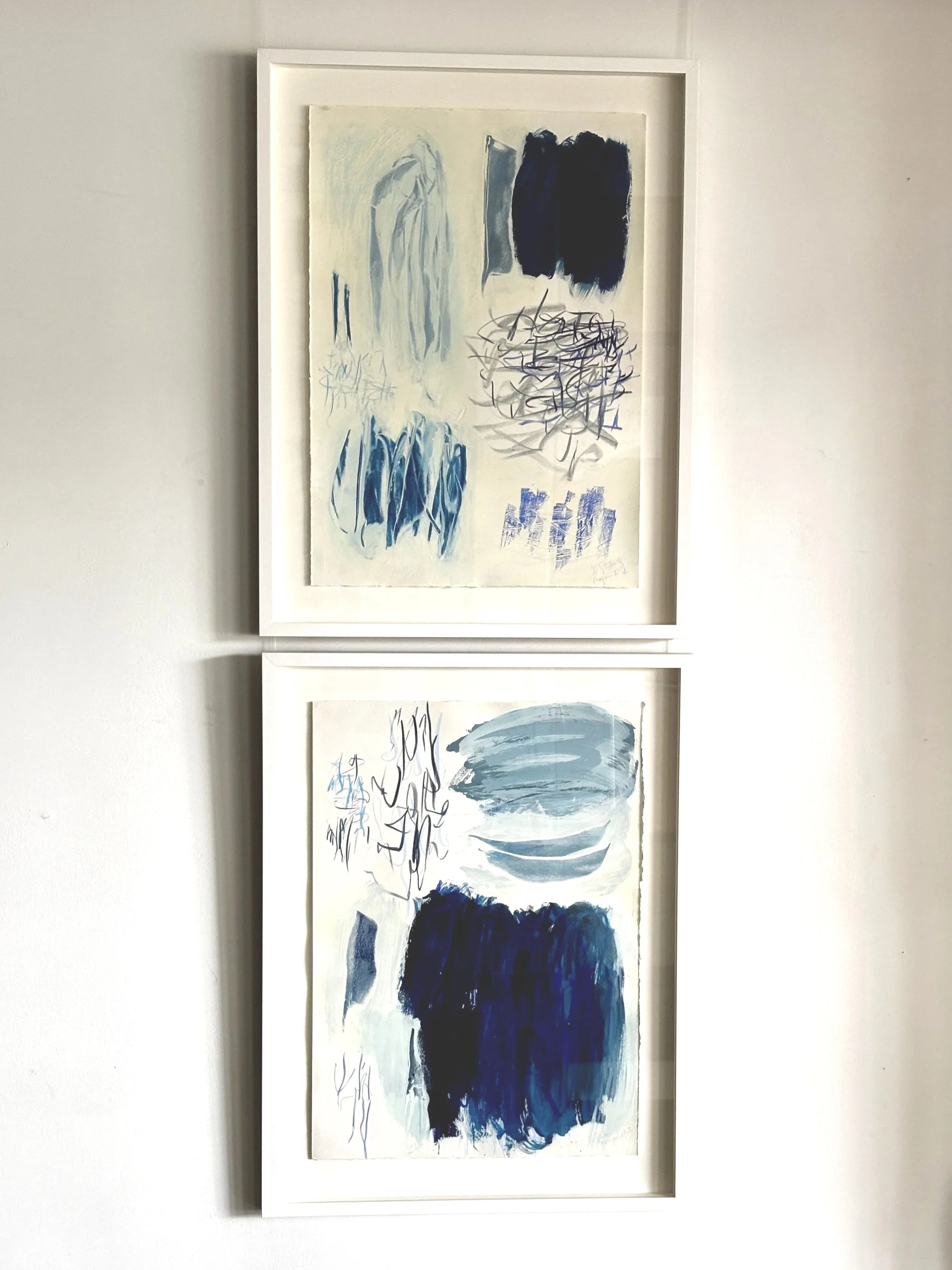 Wendy Stokes, Fragment 4 & Fragment 3. Mixed media on paper. Framed.