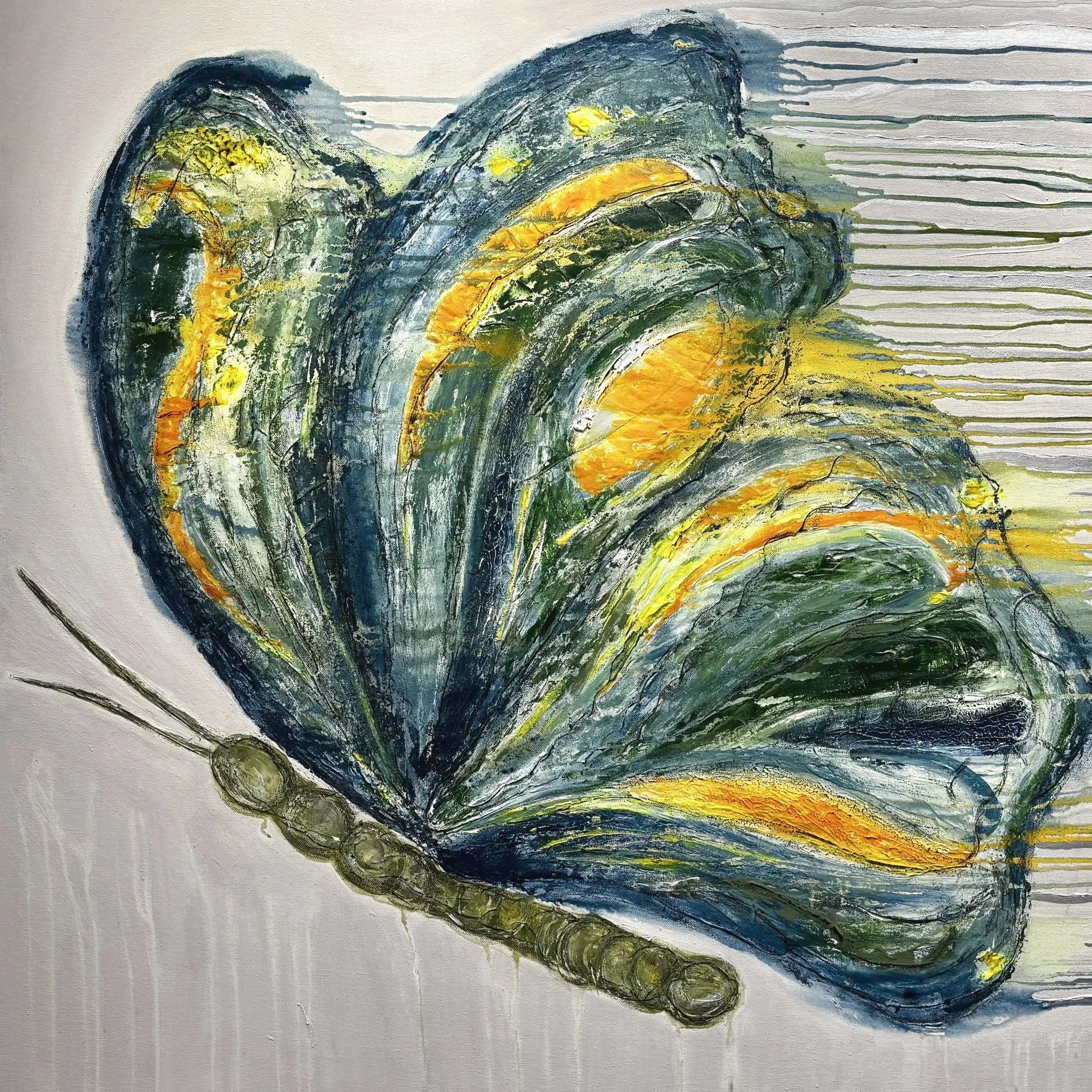 Melanie Hickling, Emergence, acrylic on canvas, 110cm x 110cm, $500.