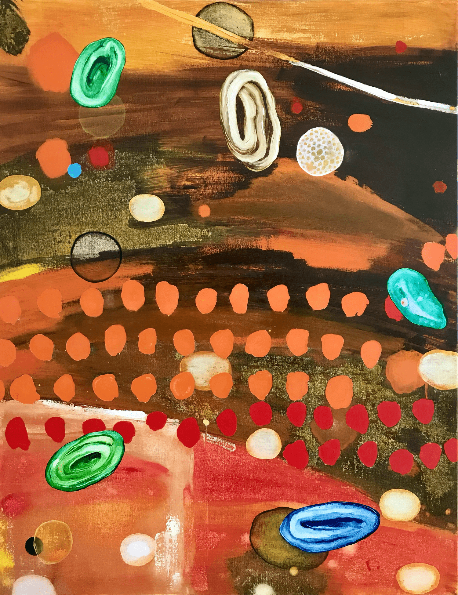 Malcolm Harding, Organised and Connected, oil on canvas, 91cm x 71cm. $950