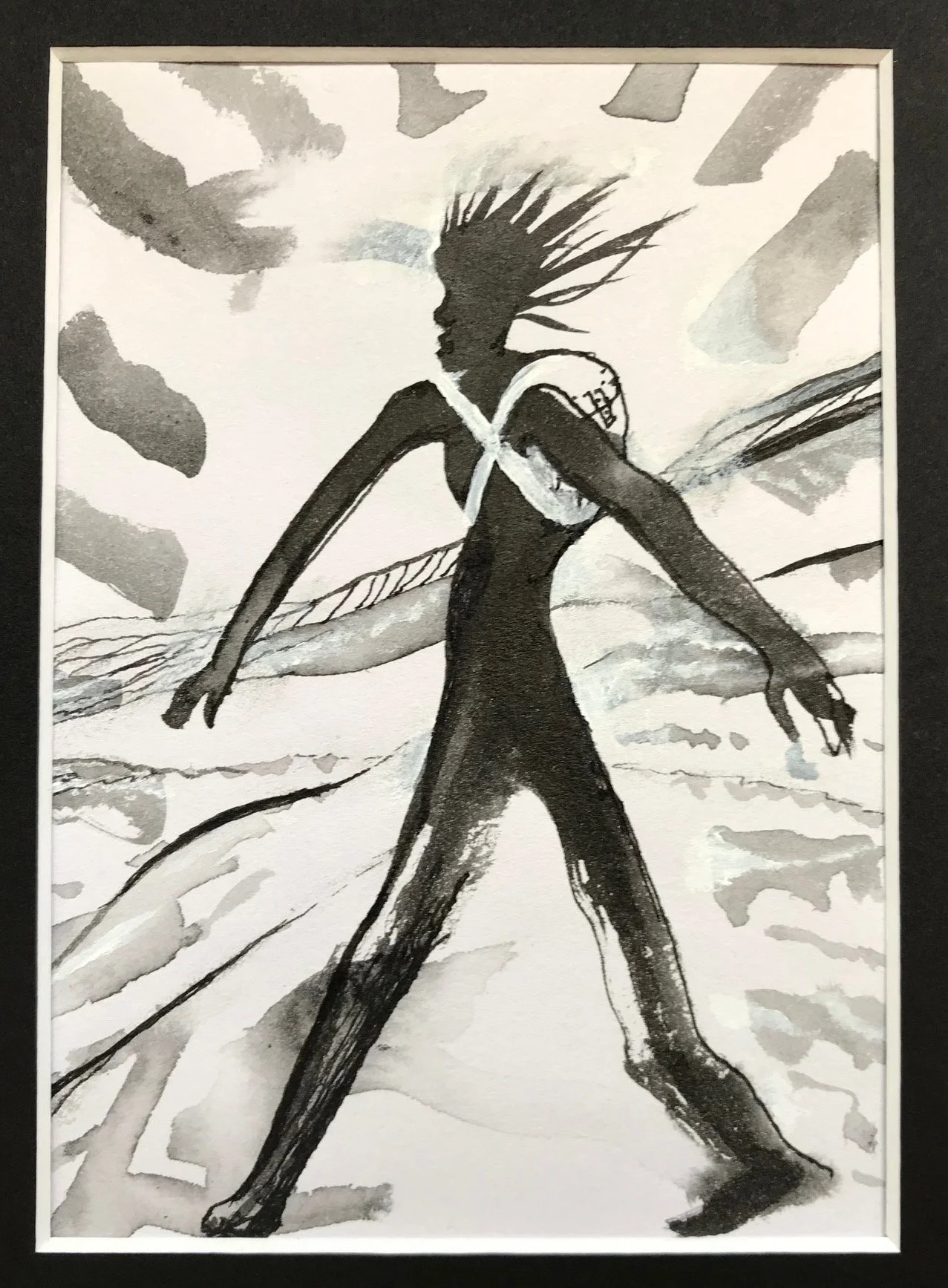 Jo Davidson, Awkward Youth, ink on paper, 35.5cm x 27.5cm, framed. $200