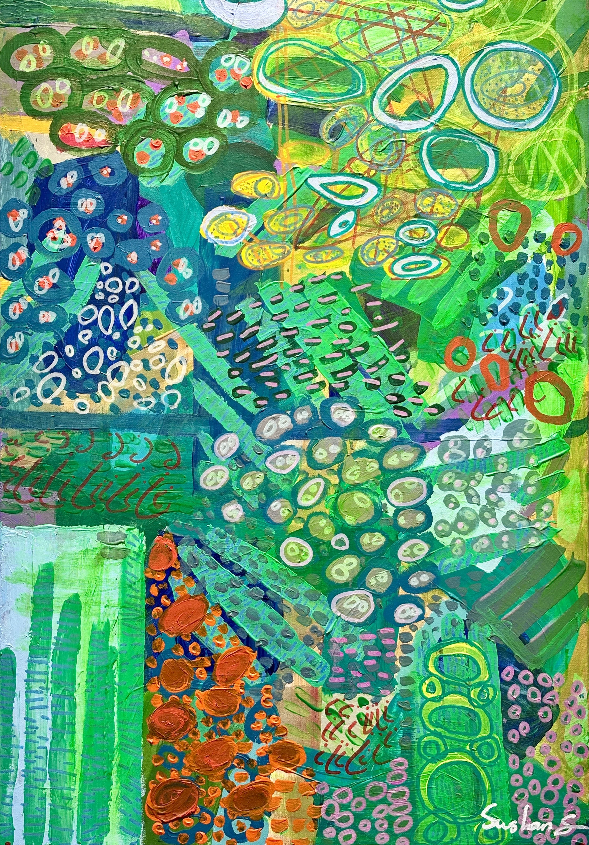 Sushan Sharath, Forest Abstract, acrylic on canvas, 76cm x 50cm. SOLD