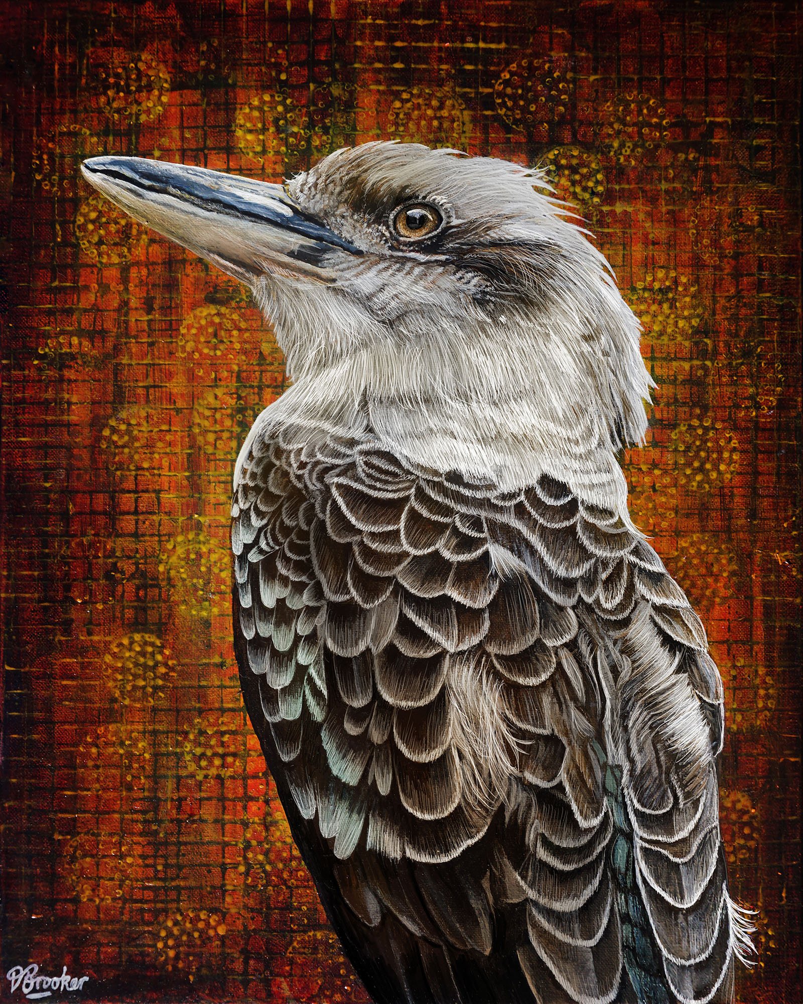 David Brooker, Crimson Chorus, oil on canvas, 50cm x 40cm. $650