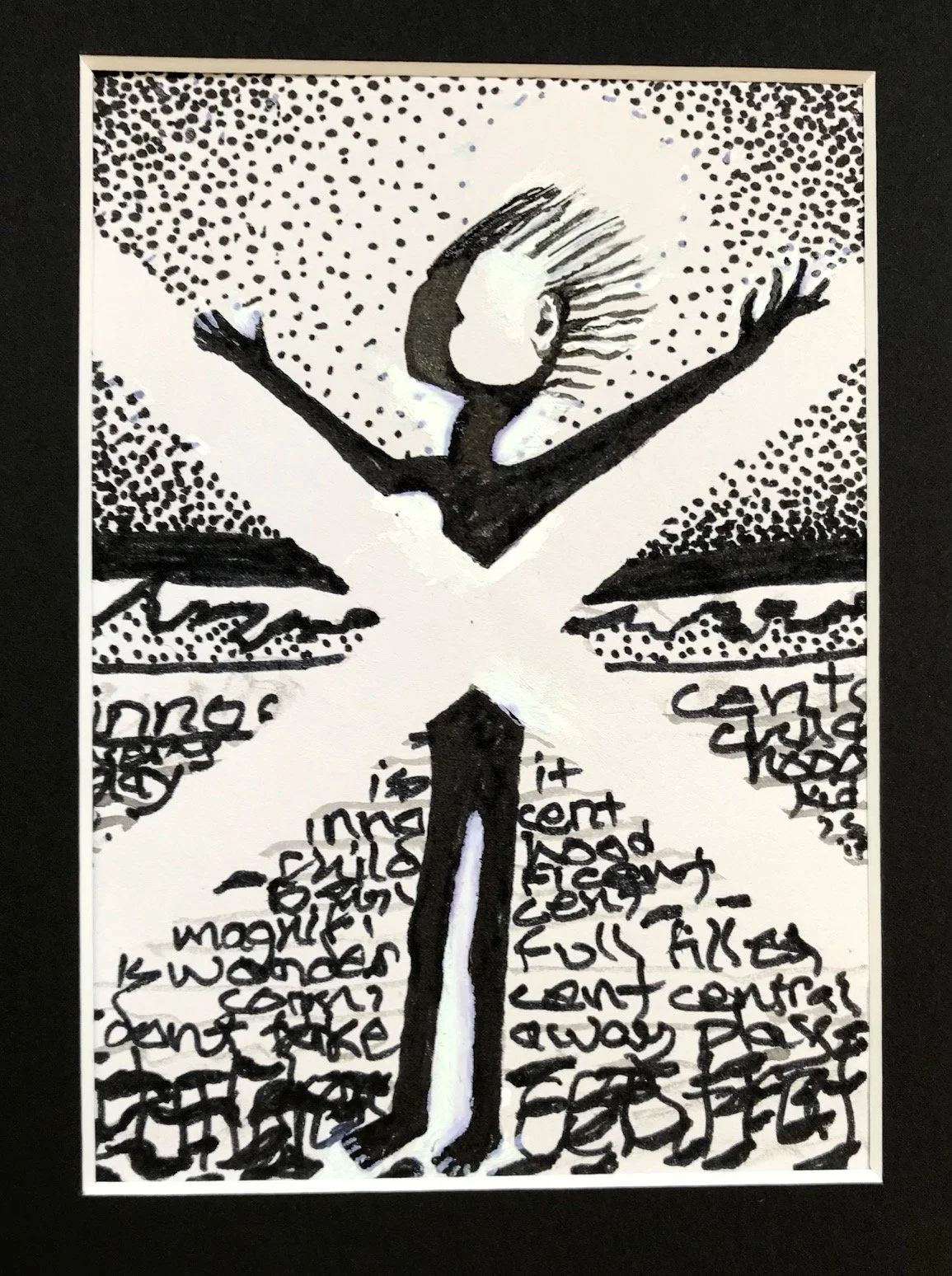 Jo Davidson, Childhood, ink on paper, 35.5cm x 27.5cm, framed. SOLD