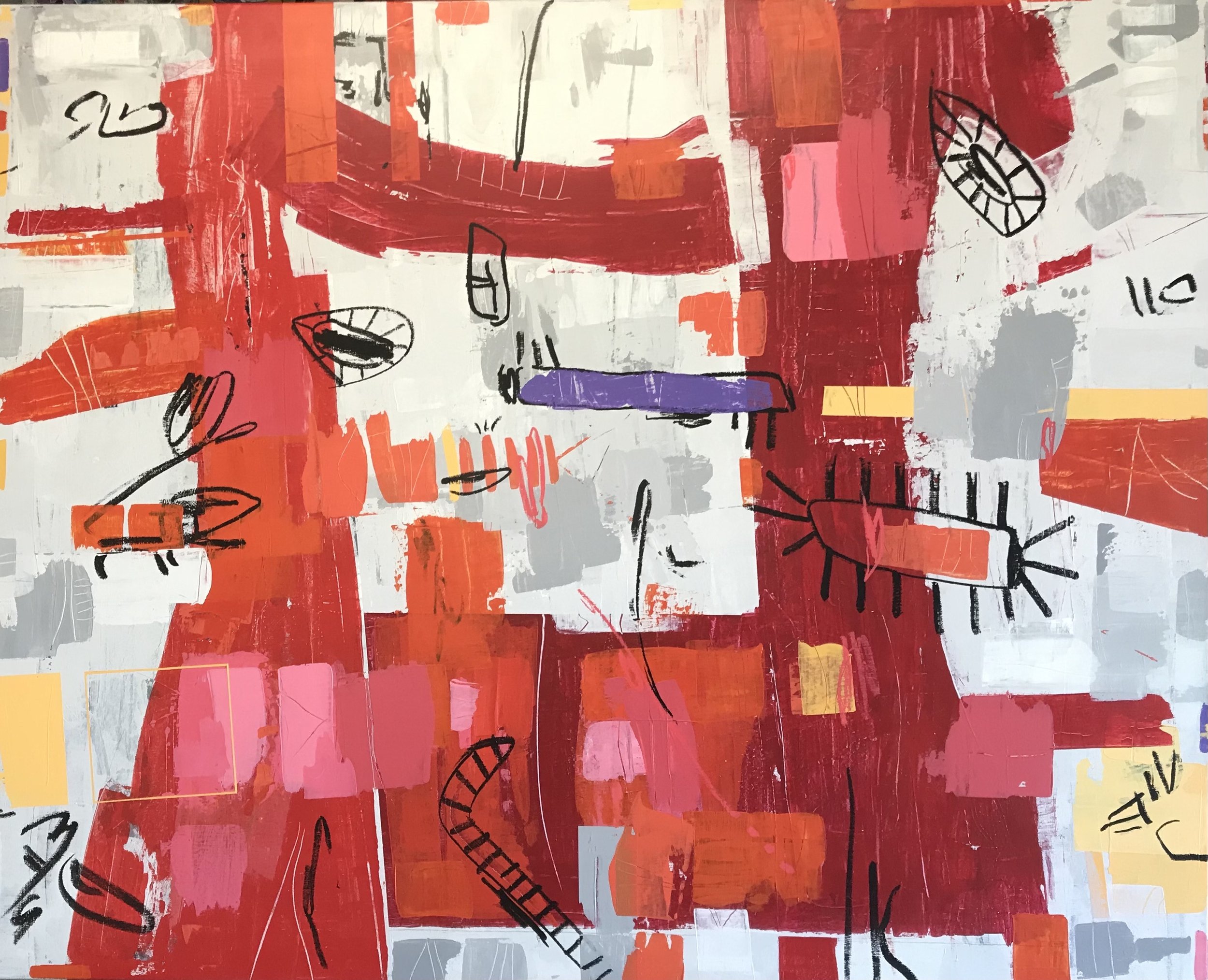 Stewart Hambrett, Pushback, acrylic on canvas, 112cm x 137cm. $1800