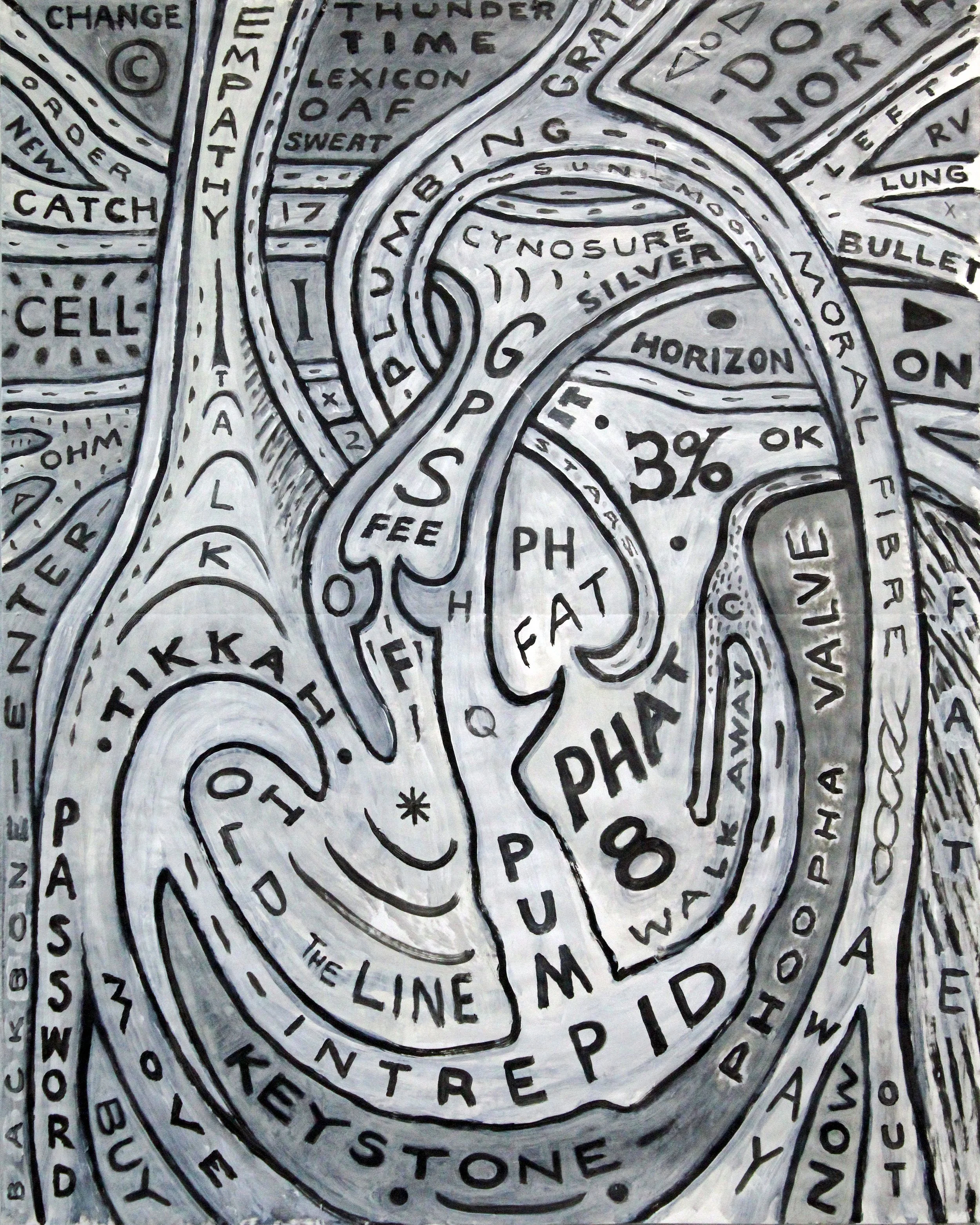 Stephen Killick, Heart, 2019, acrylic on Fabriano paper, 150cm x 120cm.