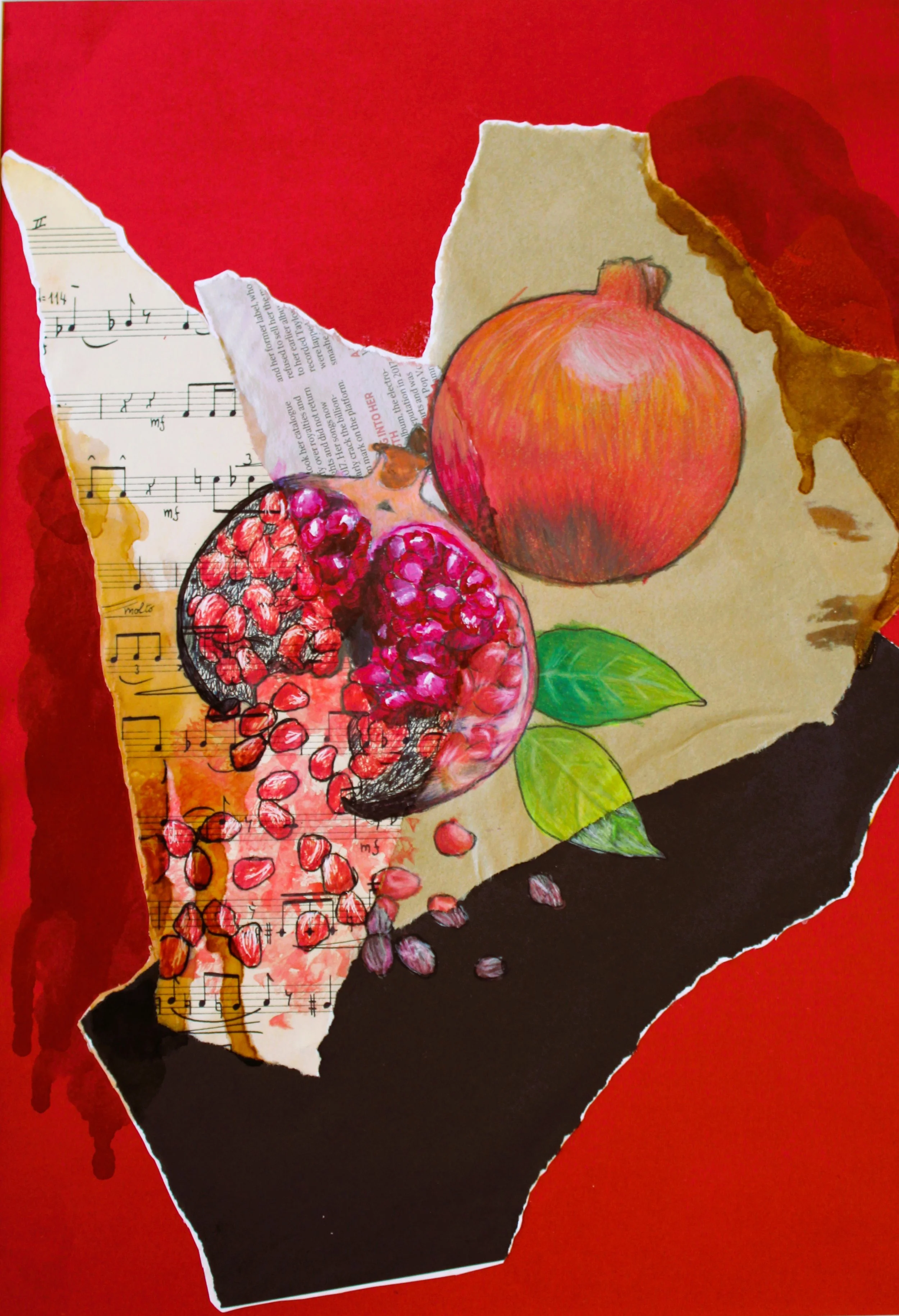 Ester Gill, Essence of Abundance, mixed media on paper, 42cm x 30cm. Framed. $200