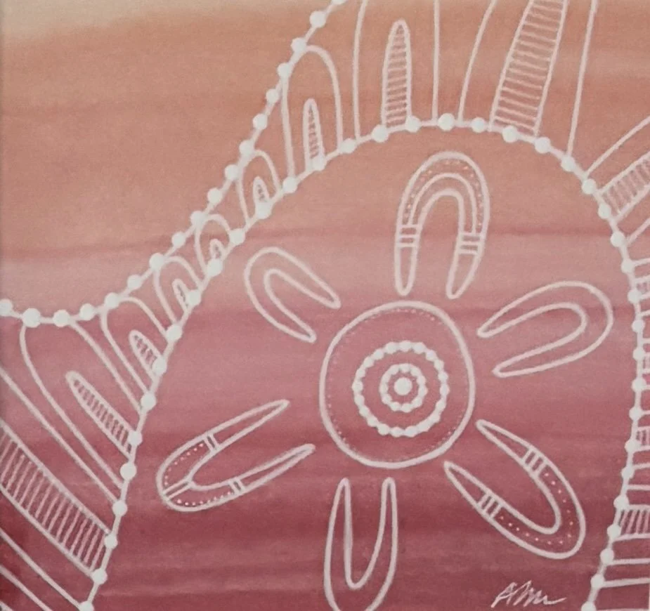 Angela Marr, Yawutung Collection #6, watercolour on art paper, acrylic pen, shadow box frame, 15cm x 15cm. SOLD