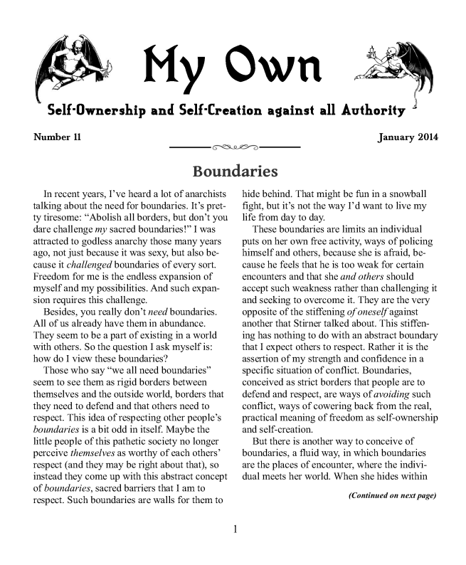 My Own Issue #11, Jan 2014. Apio/Wolfi