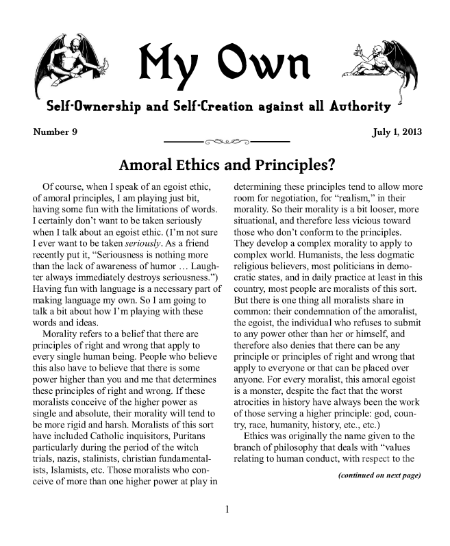 My Own Issue #9, 2013. Apio/Wolfi