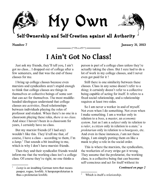 My Own. Issue #7, 2013.