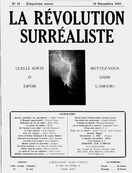 La Révolution surréaliste, 1929.